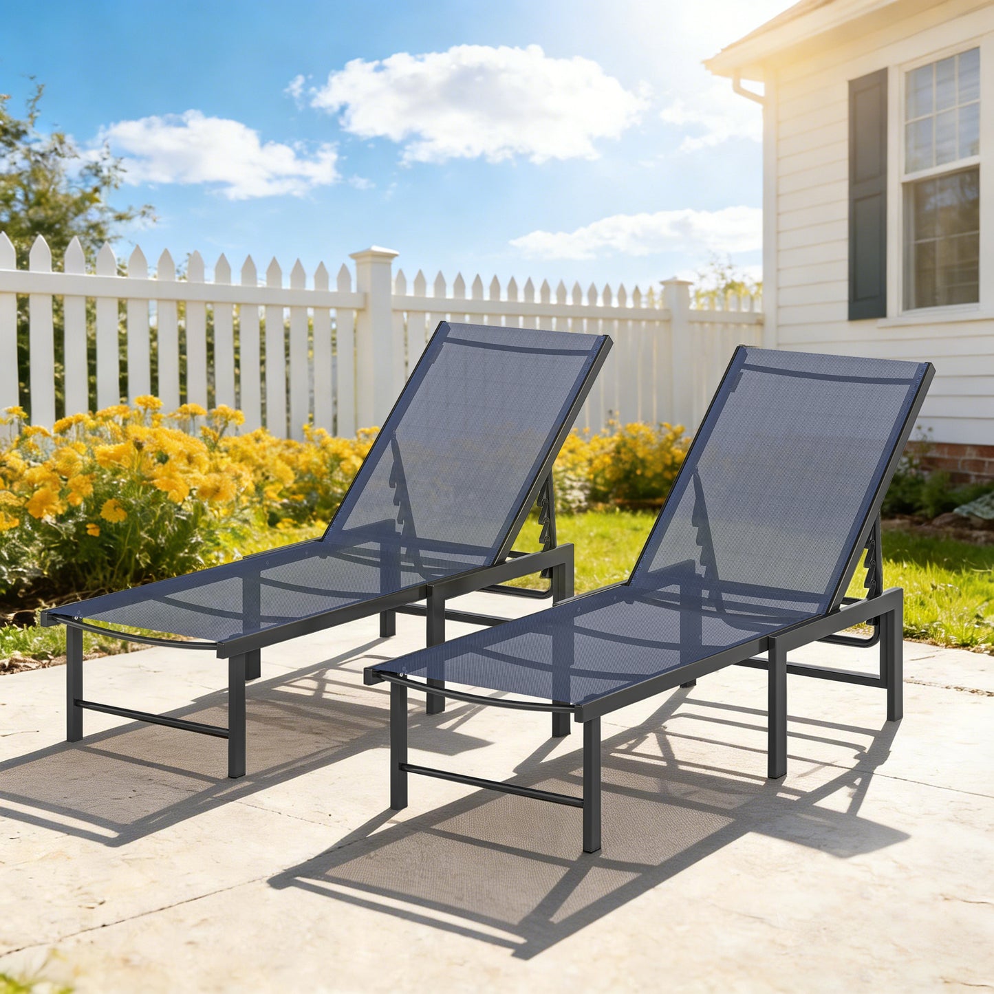 Set of Two Reclining Sun Loungers (5)