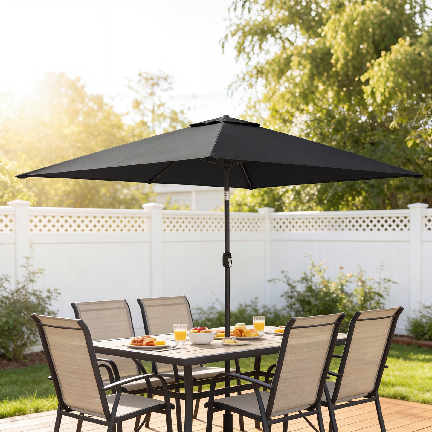 Garden Parasol, Parasol Umbrella with Crank Handle, Tilt Function