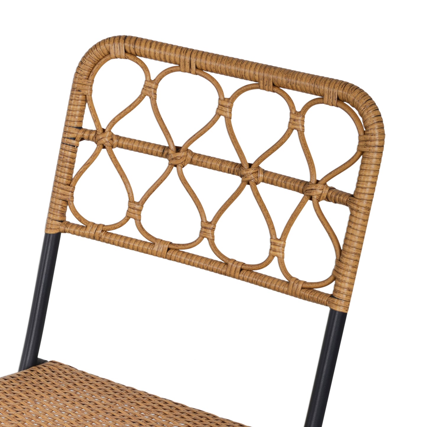 2 Seater Foldable Rattan Wicker Bistro Set, Coffee Table and Chairs