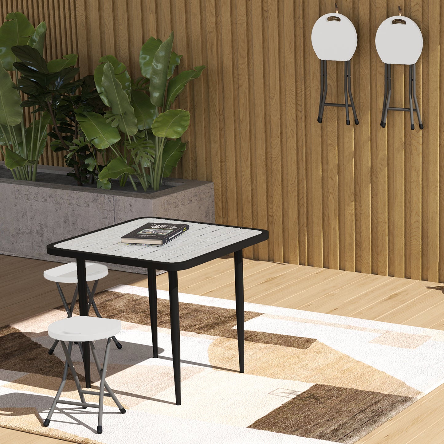 Set of Four Folding Carry Stools