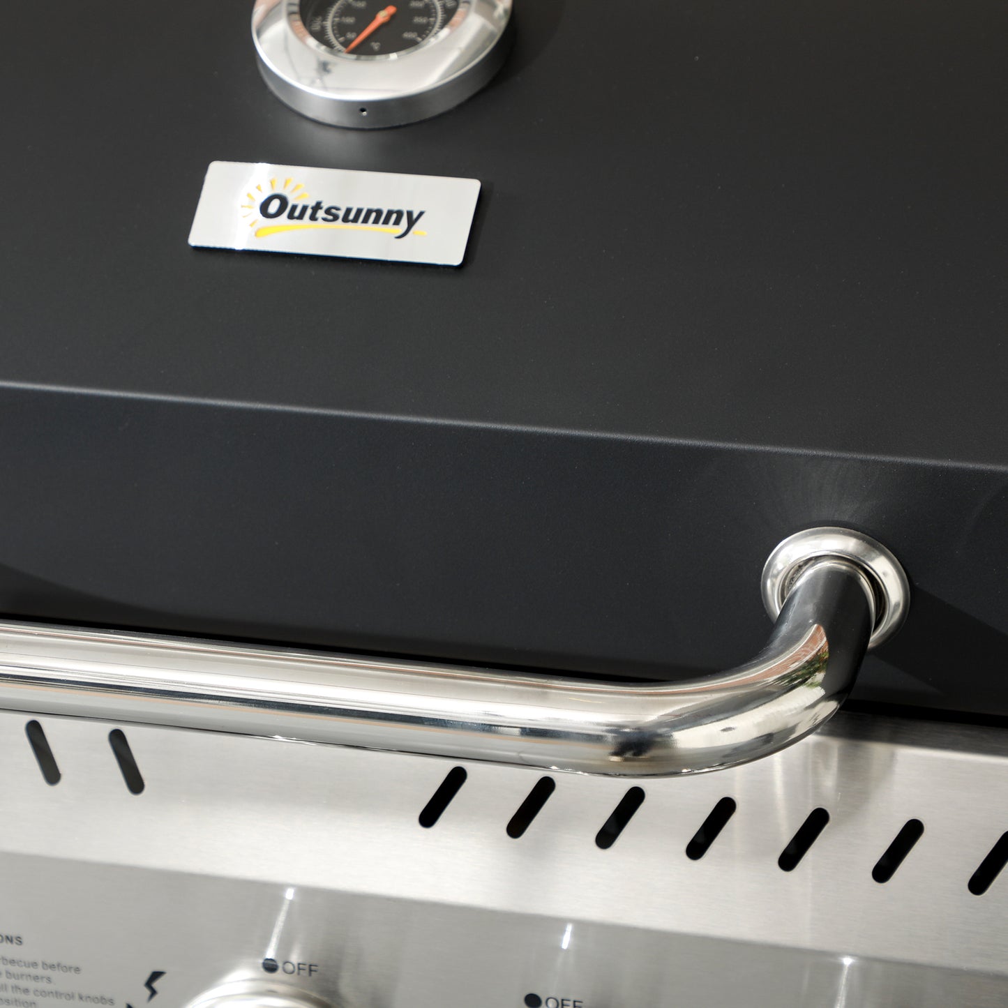 Four-Burner Steel Gas Grill, with Thermometer