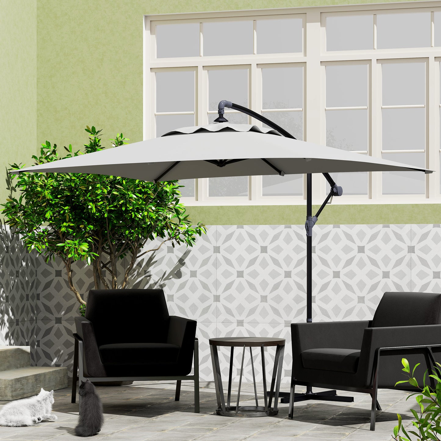 3(m) Cantilever Overhanging Parasol, with Cross Base