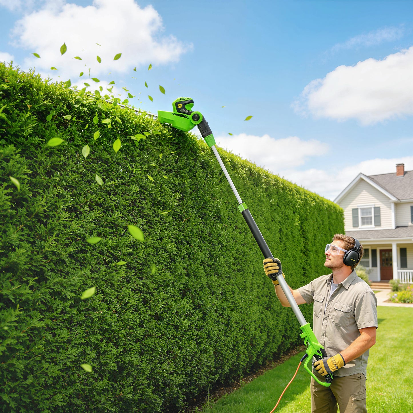 2.6m Corded Extendable Hedge Trimmer with 90° Adjustable Head