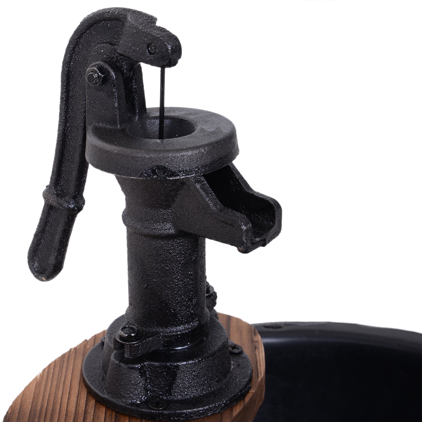 Wood Barrel Patio Water Fountain Electric Pump Garden Decorative