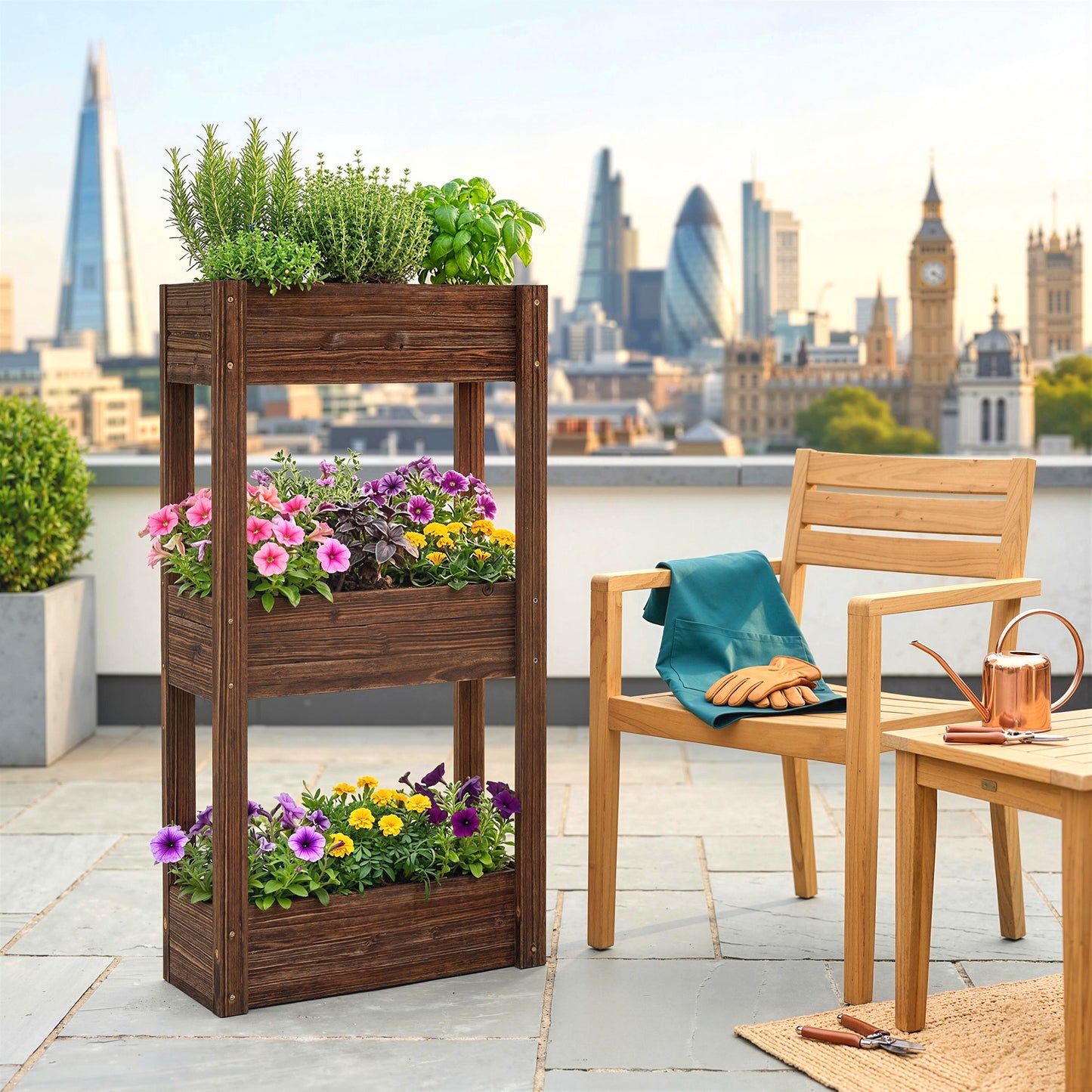 3-Tier Wooden Raised Planter