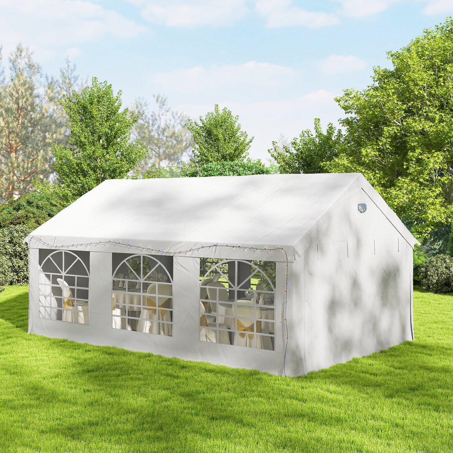 6 x 4 m Party Tent, Heavy Duty Gazebo Canopy with Windows
