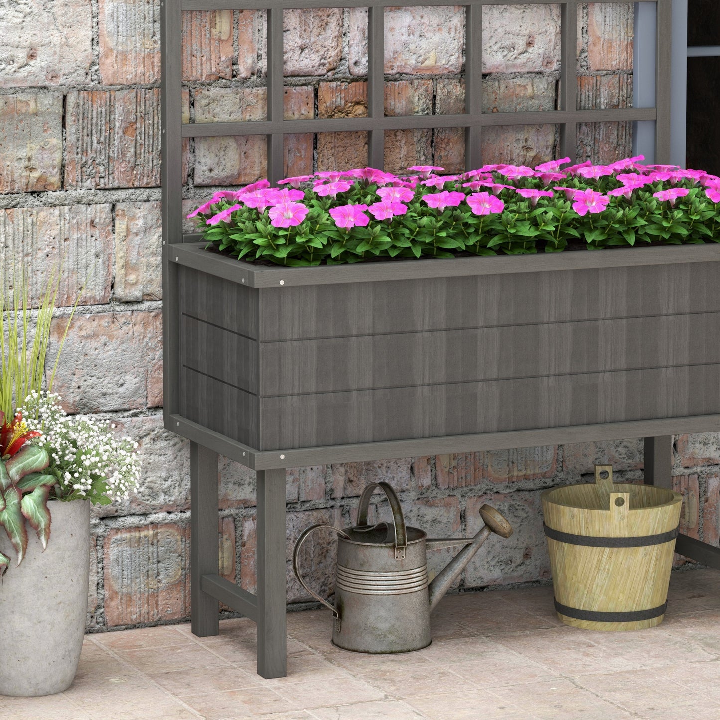 45 x 105cm Wooden Garden Planter, with Trellis
