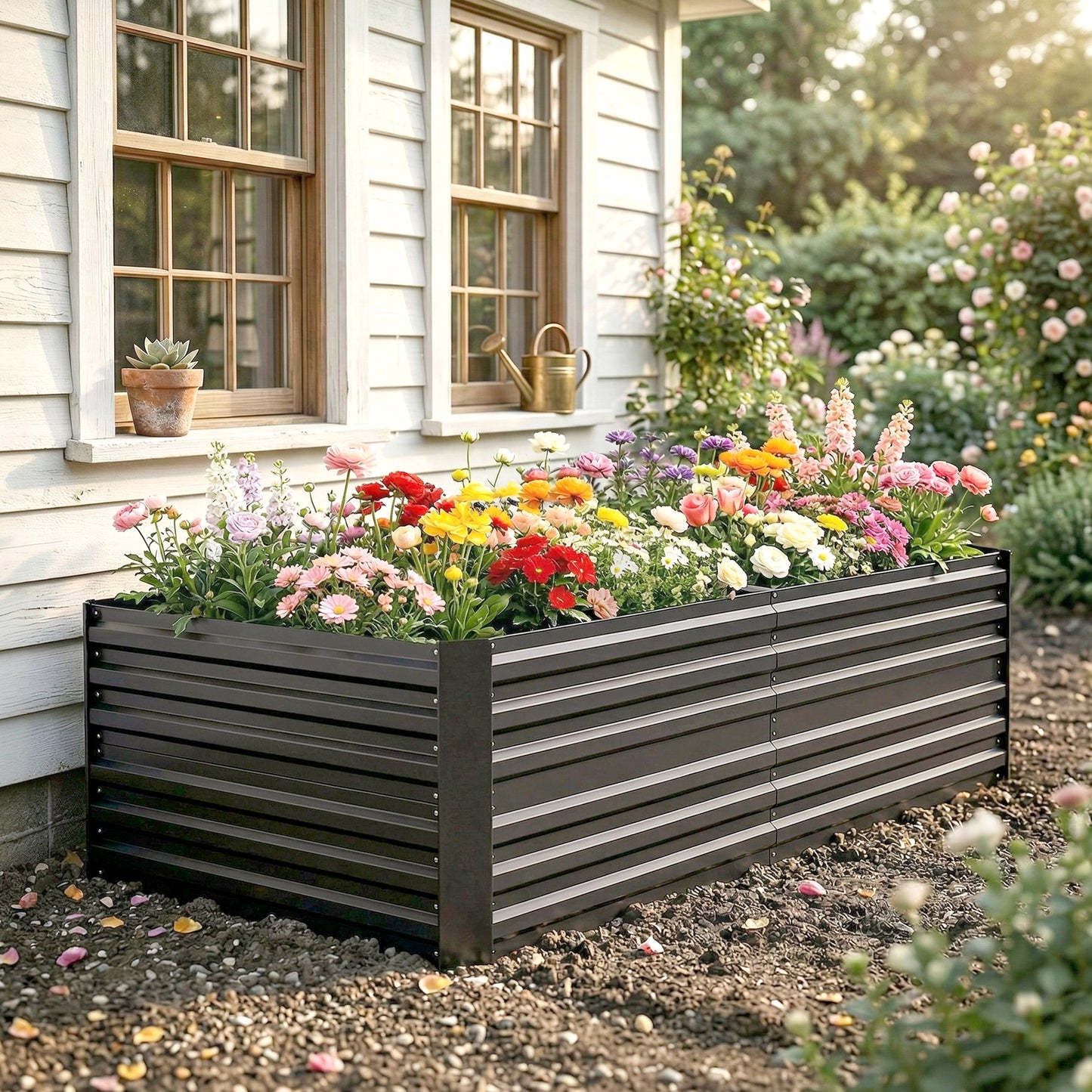 Raised Beds for Garden, Galvanised Steel Outdoor Planters (4)