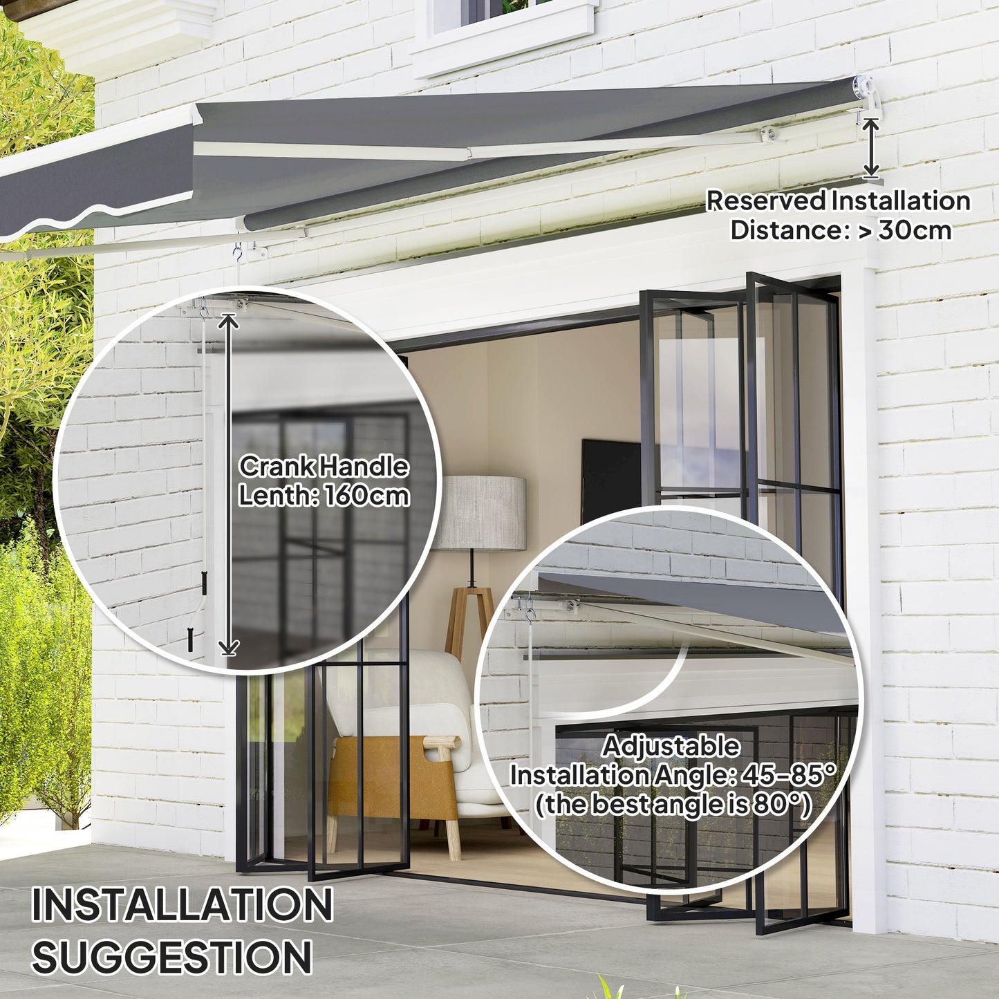 2 x 2.5m Manual Retractable Awning