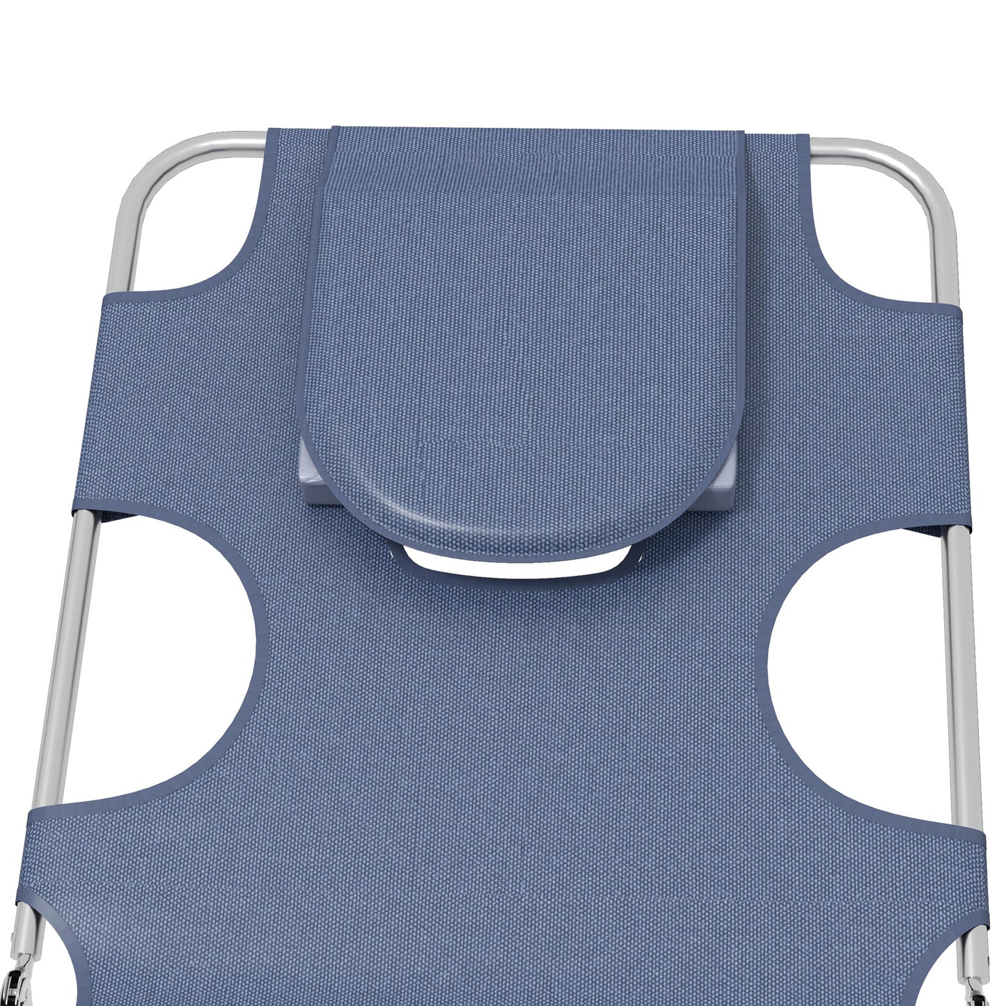 Foldable Sun Lounger Set of 2 with Reading Hole