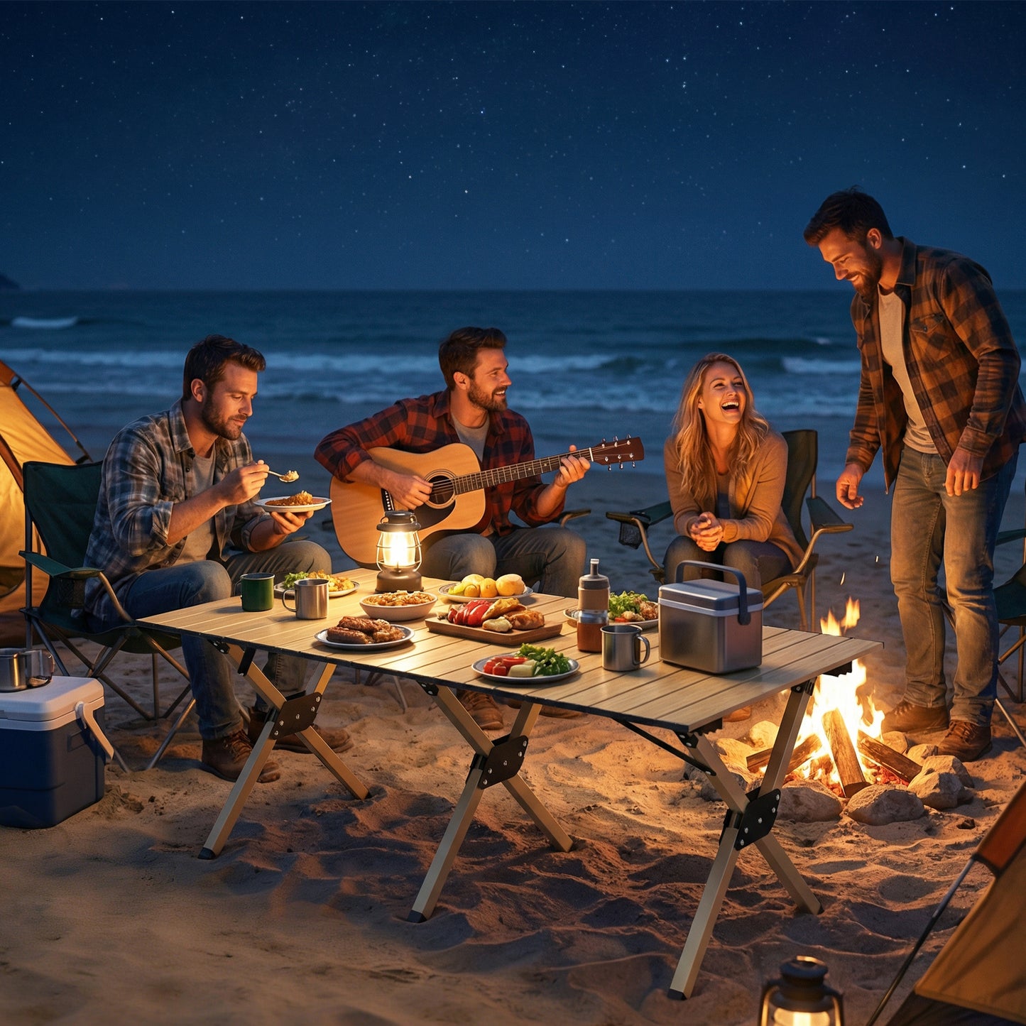 4ft Folding Camping Table, Waterproof Picnic Table with Roll Up Top