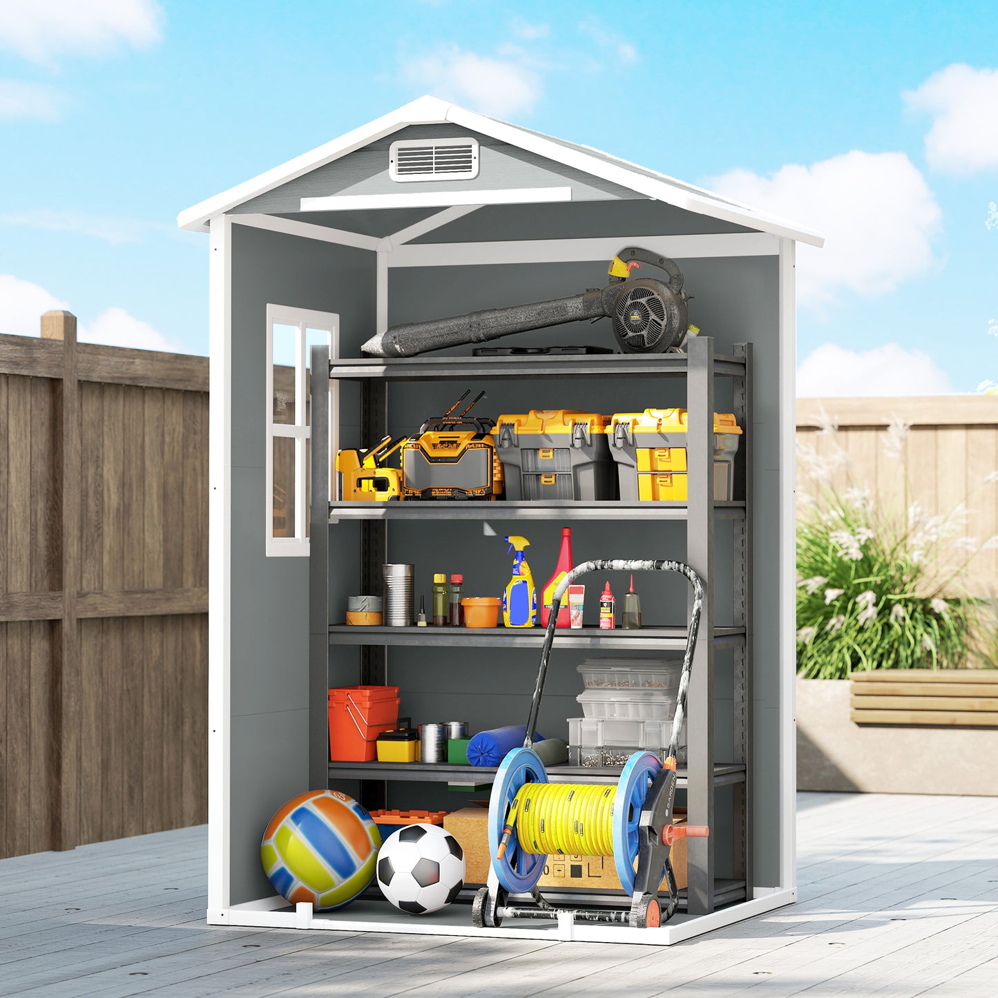 4 x 3 ft Plastic Garden Shed with Floor