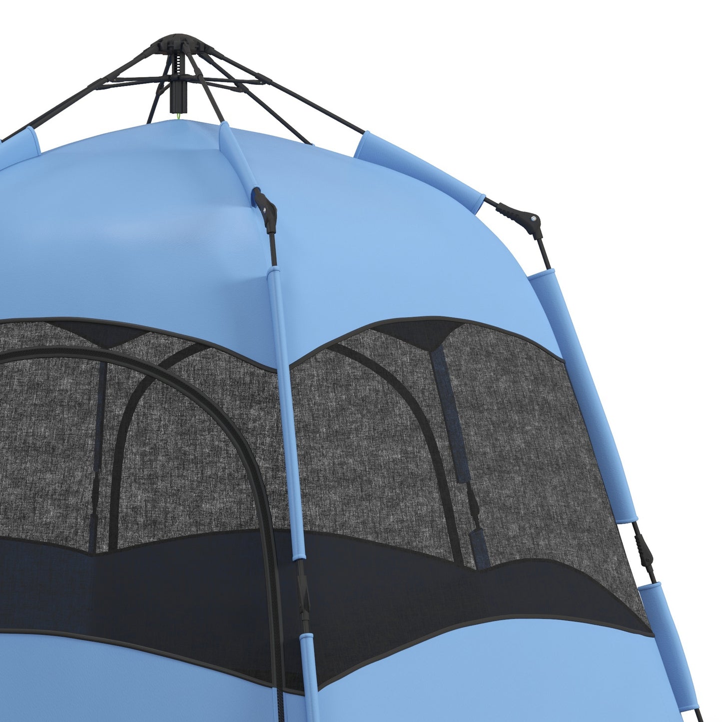 Six Man Hexagon Camping Tent with Hang Hook and Carry Bag - Blue and