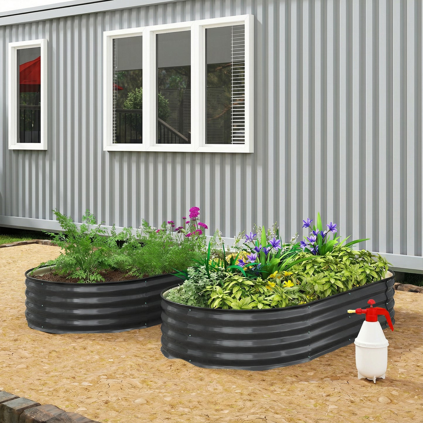 Galvanised Raised Garden Bed, Metal Planter Box with Safety Edging (7)