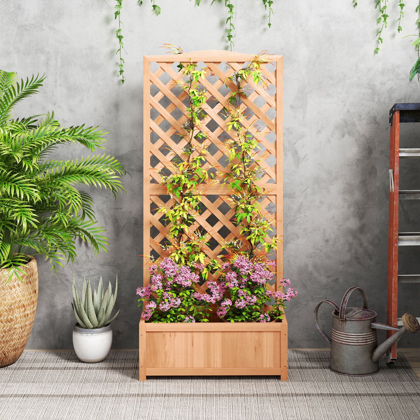 Wooden Planter with Trellis (1)