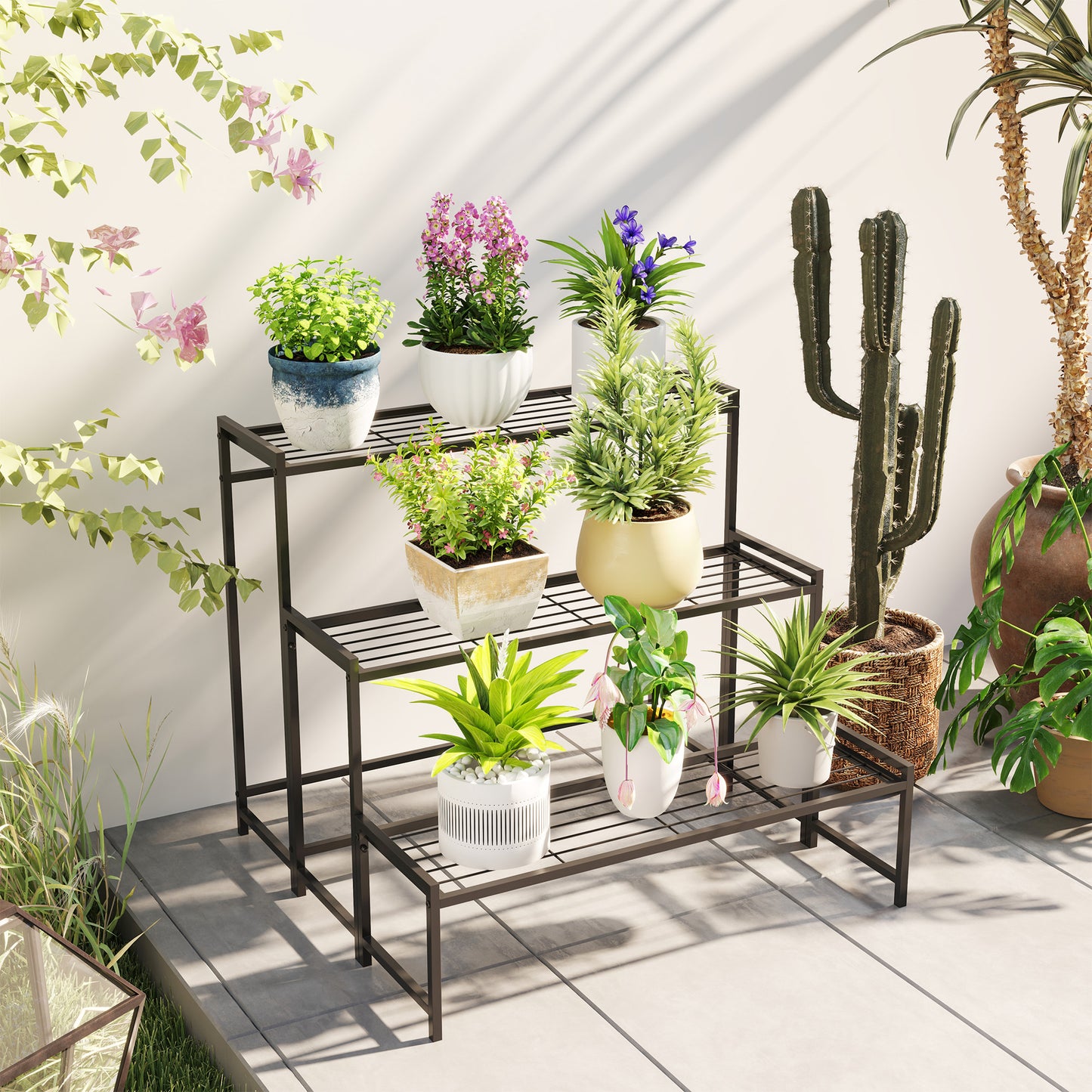 Three-Tier Metal Plant Shelf