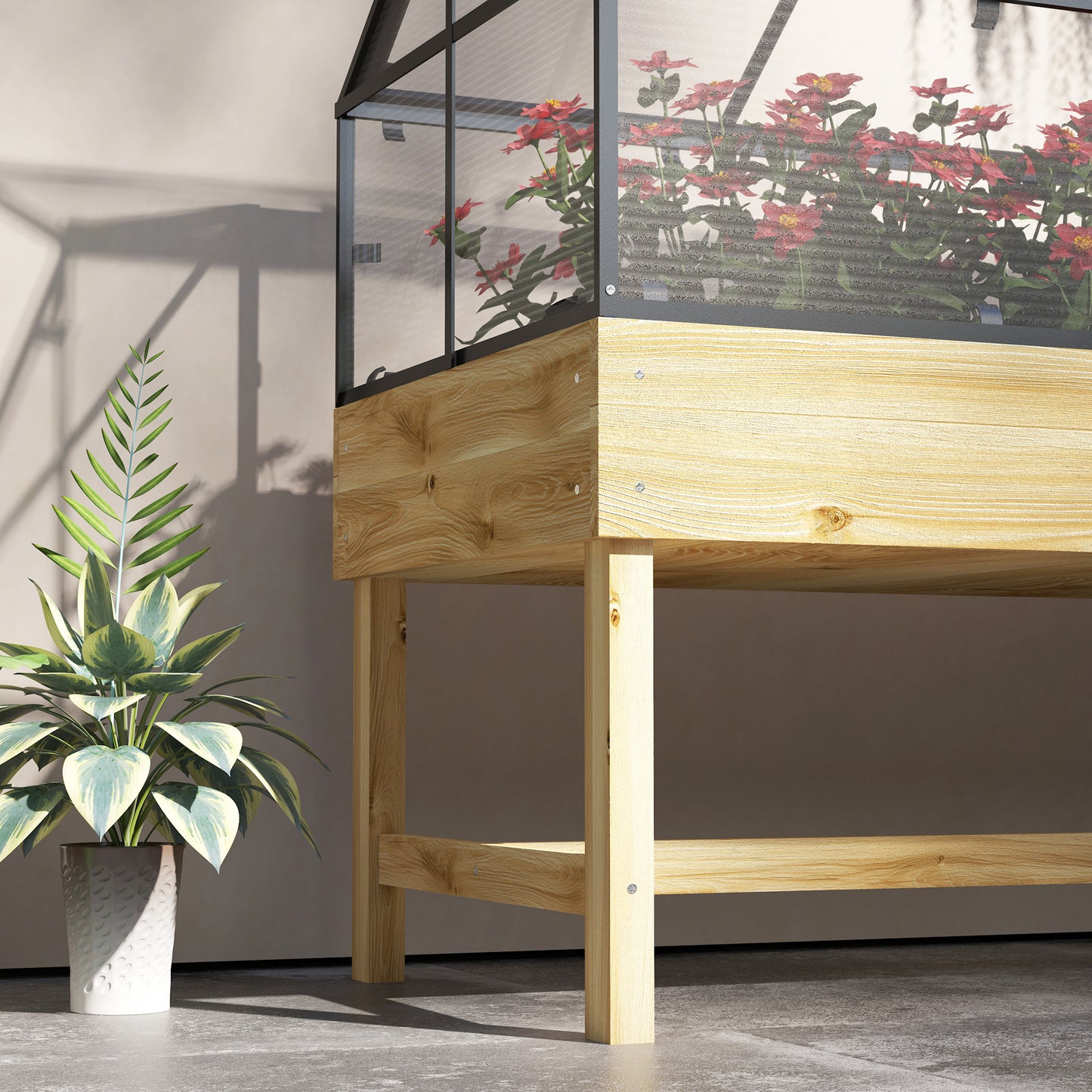 60 x 120cm Raised Garden Bed with Wooden Base