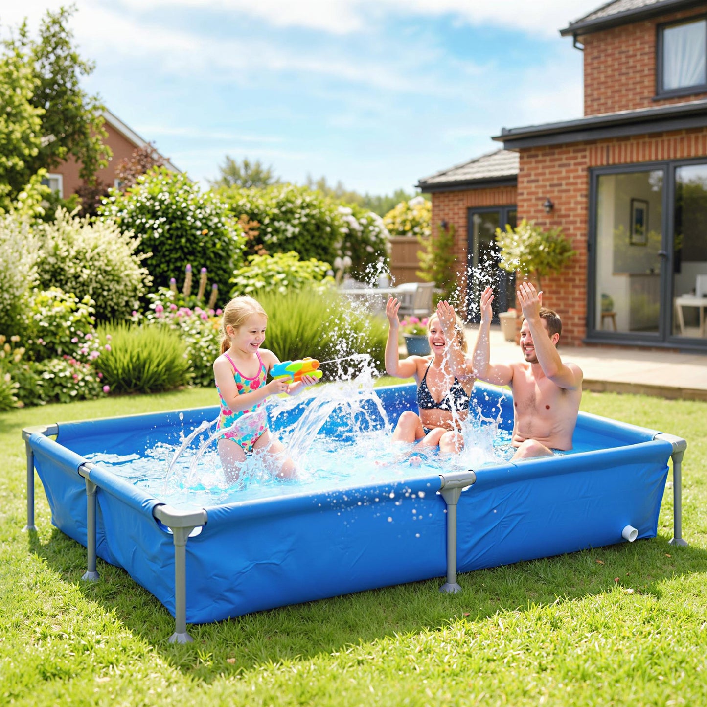 Metal Frame Swimming Pool, Rectangular Above Ground Frame Pool