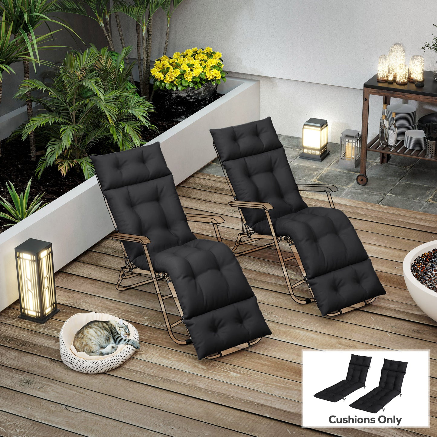 Set of Two 190 x 56cm Sun Lounger Cushions