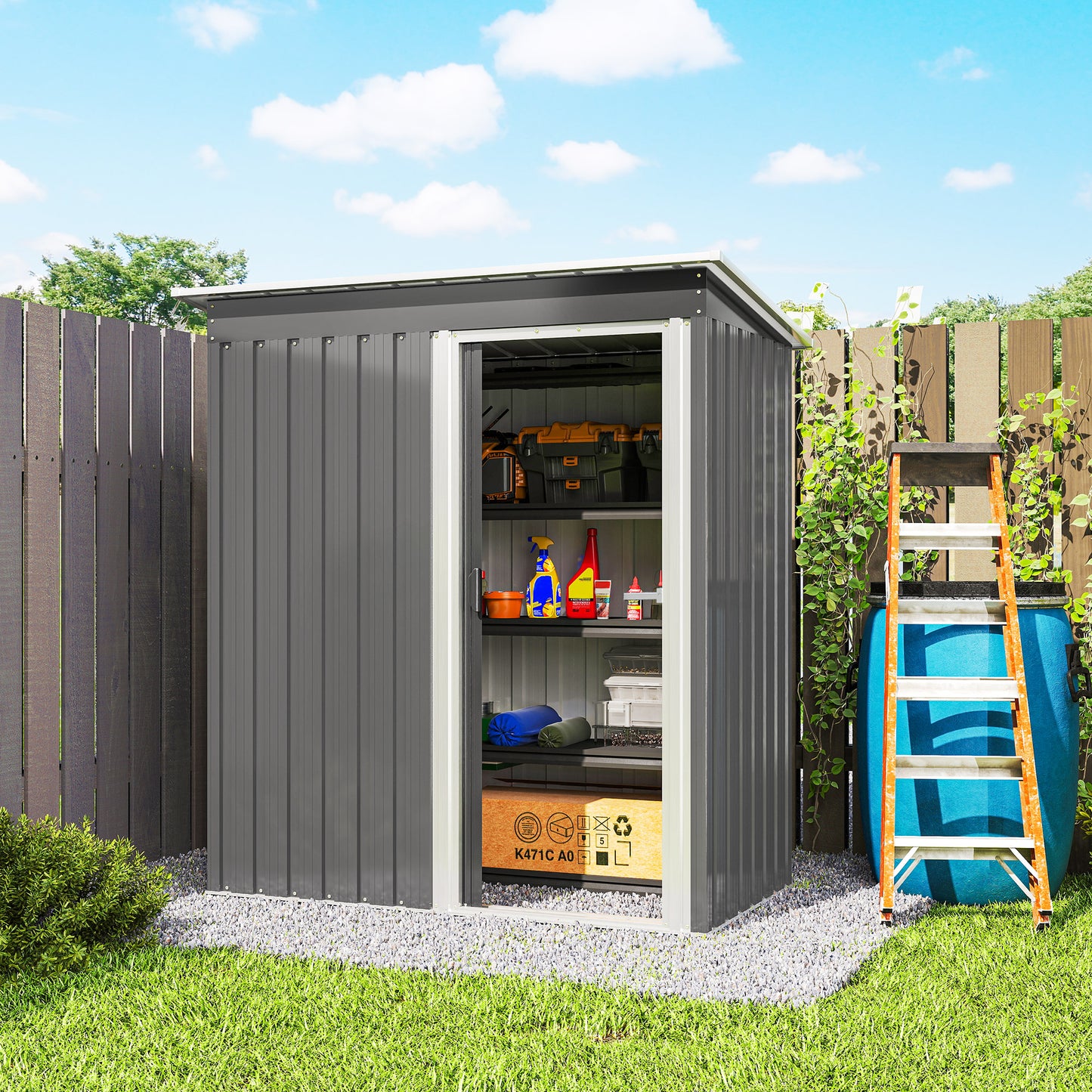 5 x 3ft Garden Storage Shed with Sliding Door