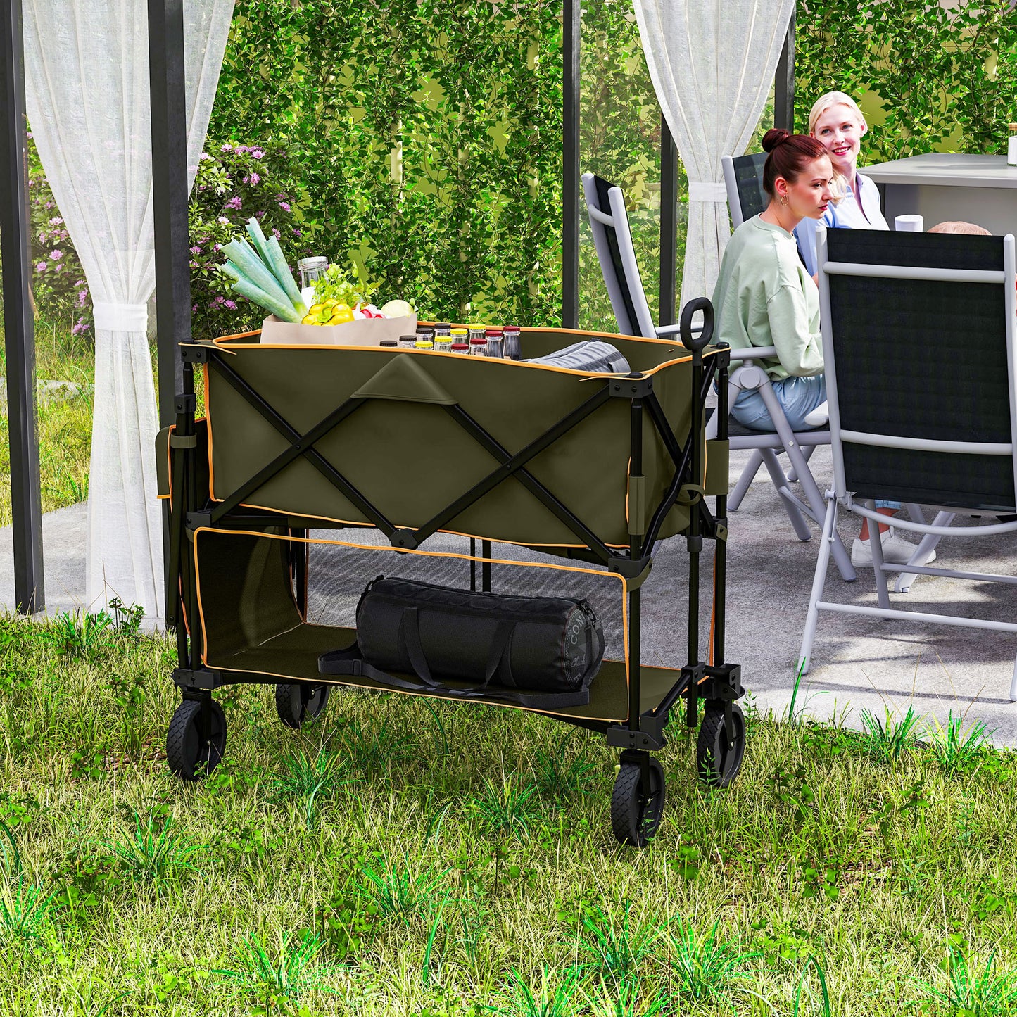 Double Decker Folding Festival Trolley on Wheels