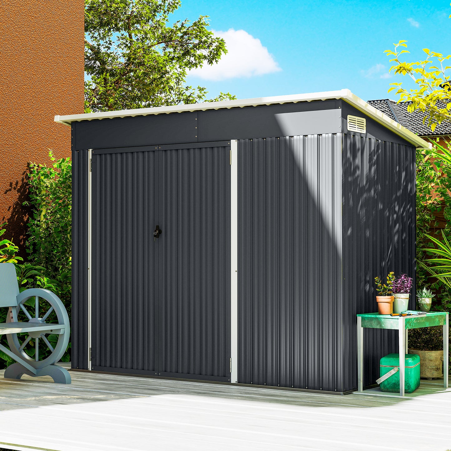 7.5 x 4.3ft Metal Garden Storage Shed