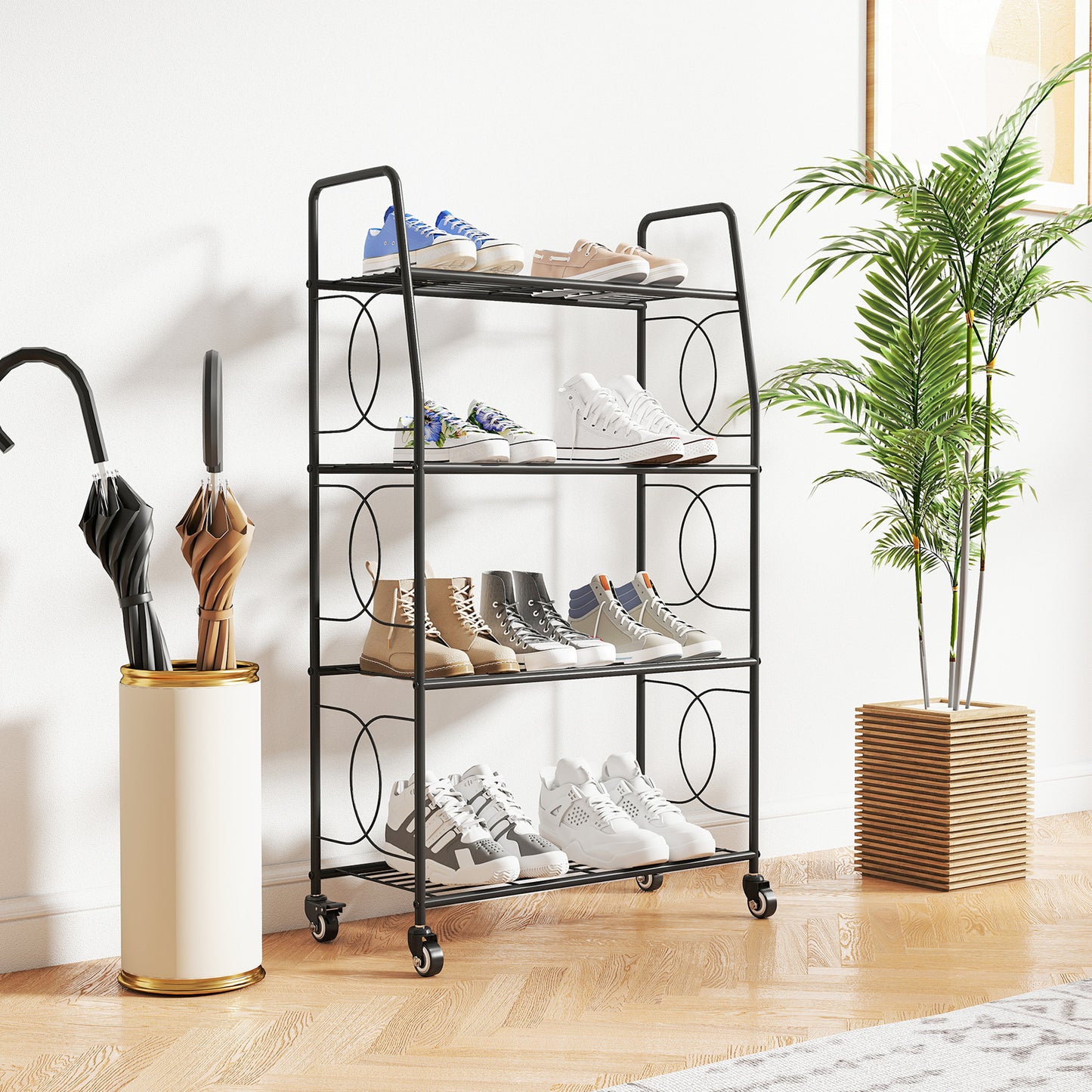 4-Tier Metal Plant Stand, Heavy Duty Ladder Shelf Potted Plants