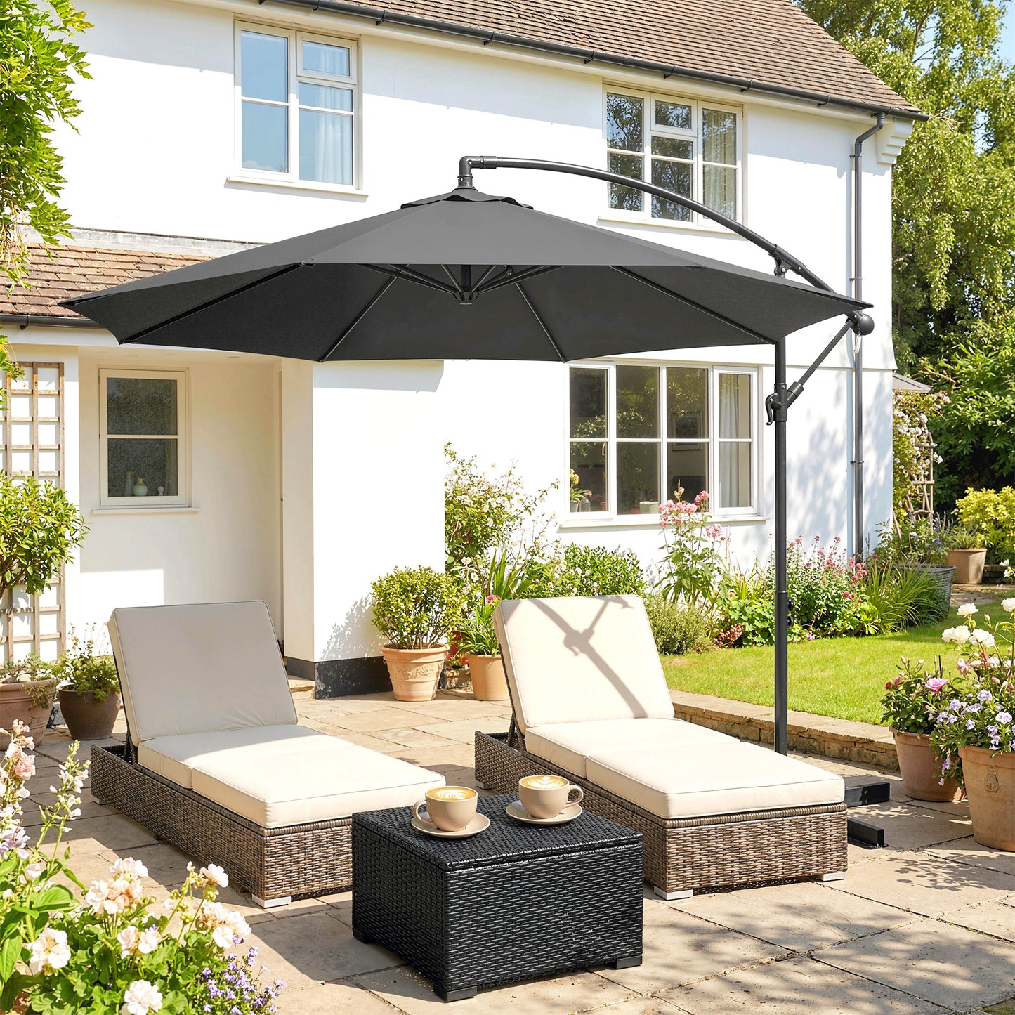 3m Overhanging Cantilever Parasol, with Cross Base (5)