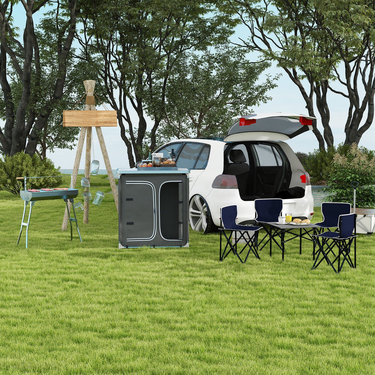 Aluminum Camping Cupboard, Camping Kitchen Station Cook Table