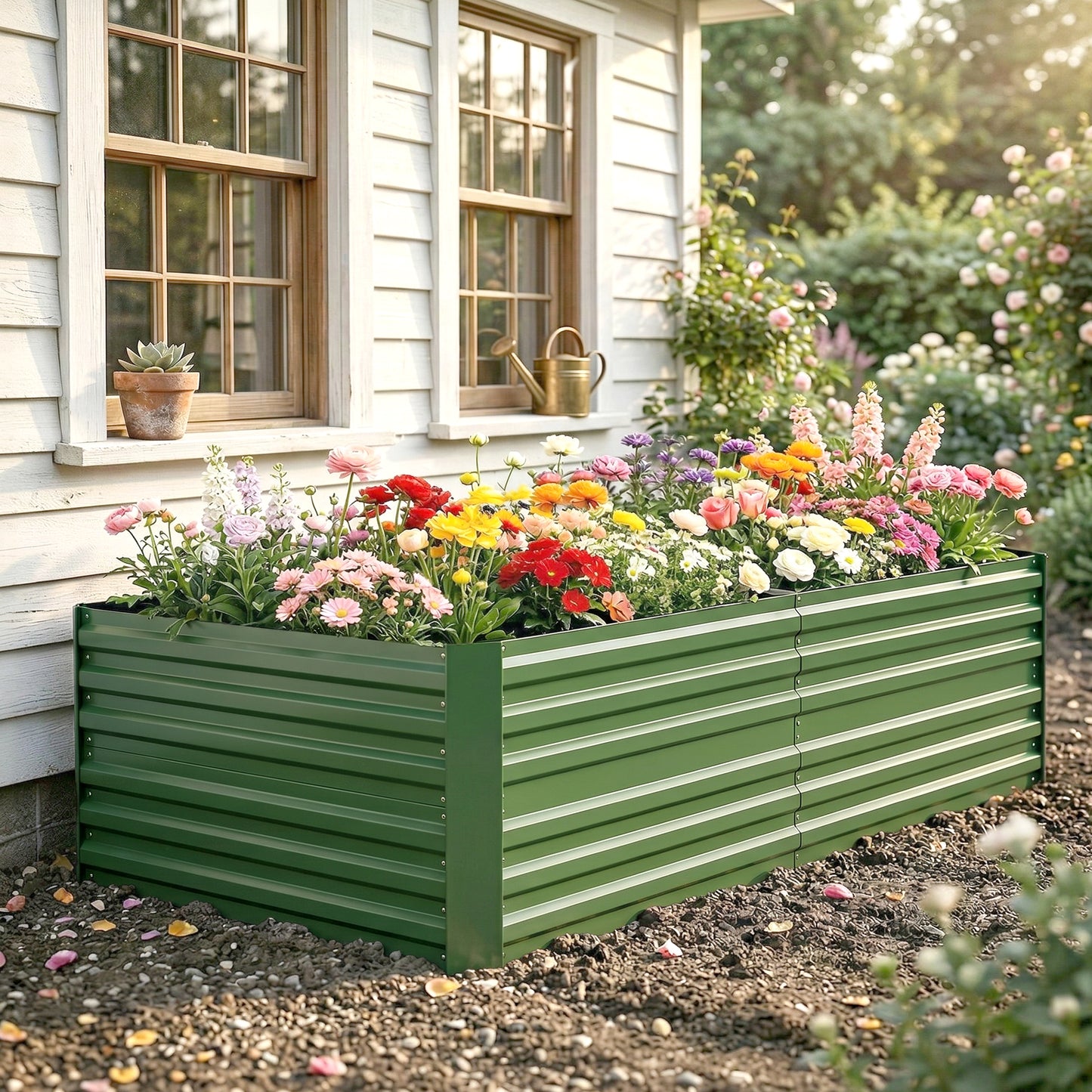 Raised Beds for Garden, Galvanised Steel Outdoor Planters (3)