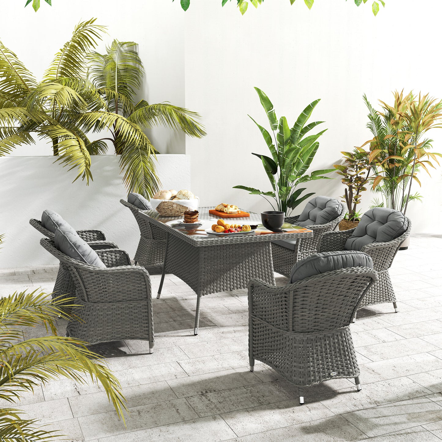 Seven-Piece Rattan Dining Set (2)