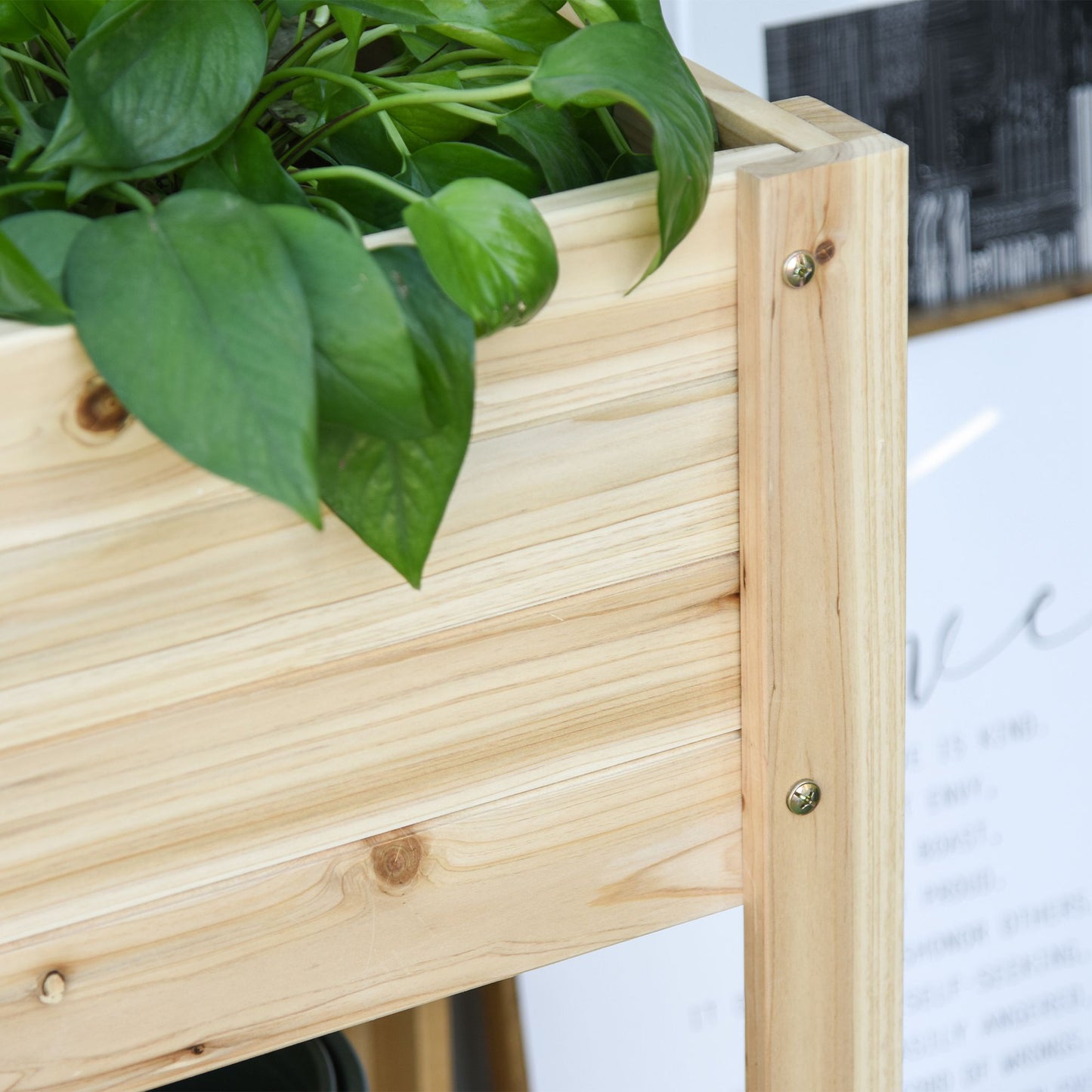 Wooden Raised Plant Stand Outdoor Flower Bed Box