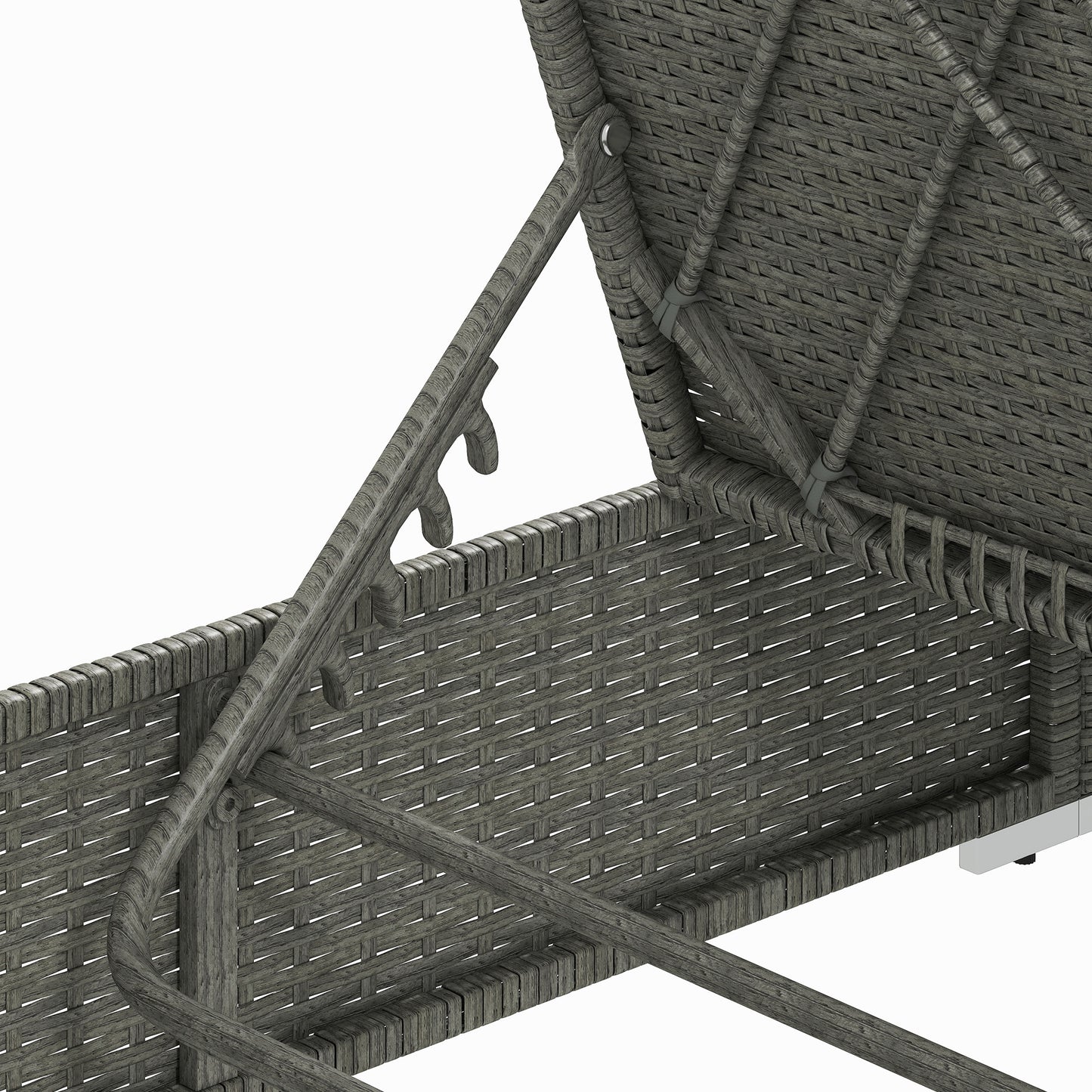Rattan Sun Lounger, Five-Position Reclining Garden Lounger Bed