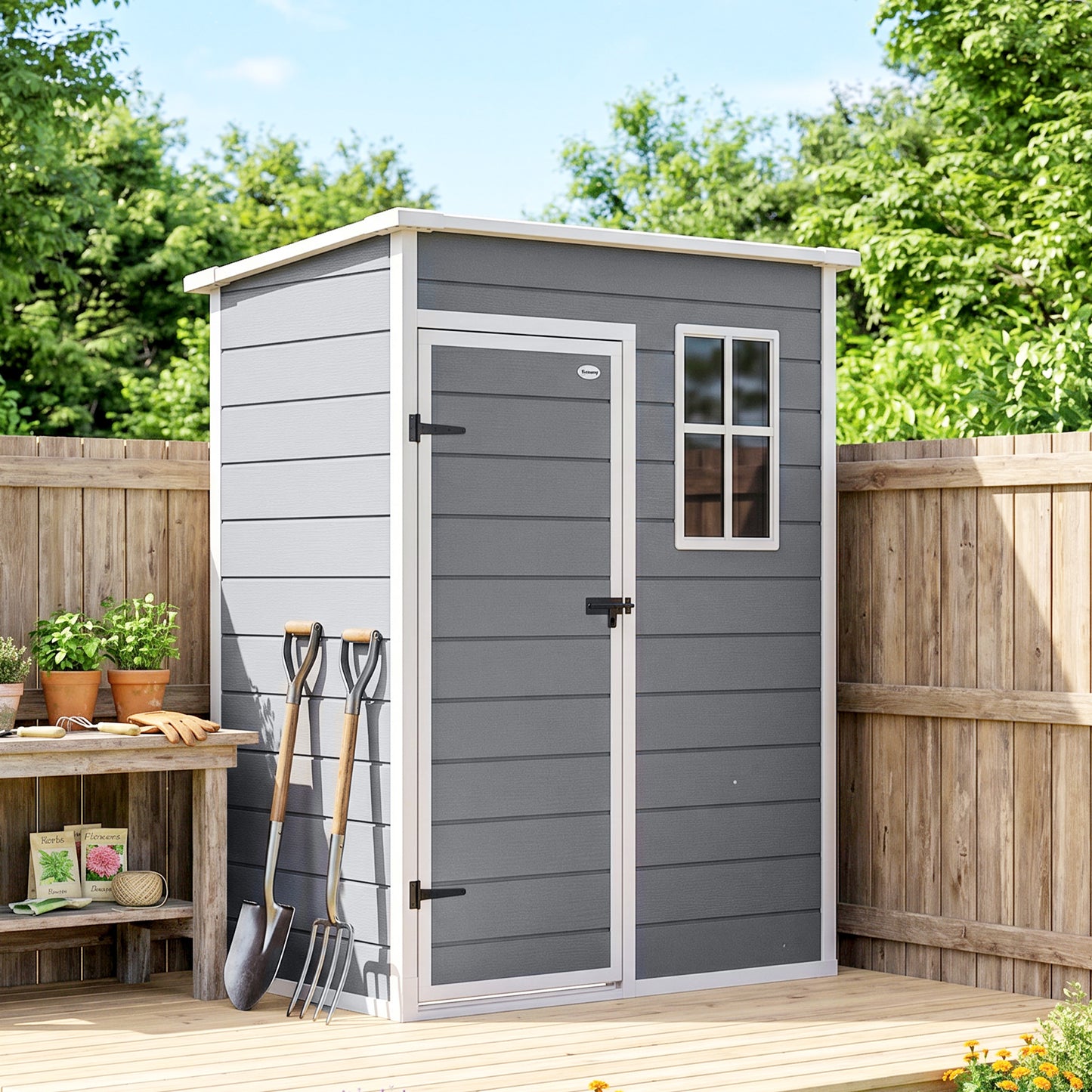 5' x 3' Plastic Garden Shed with Floor