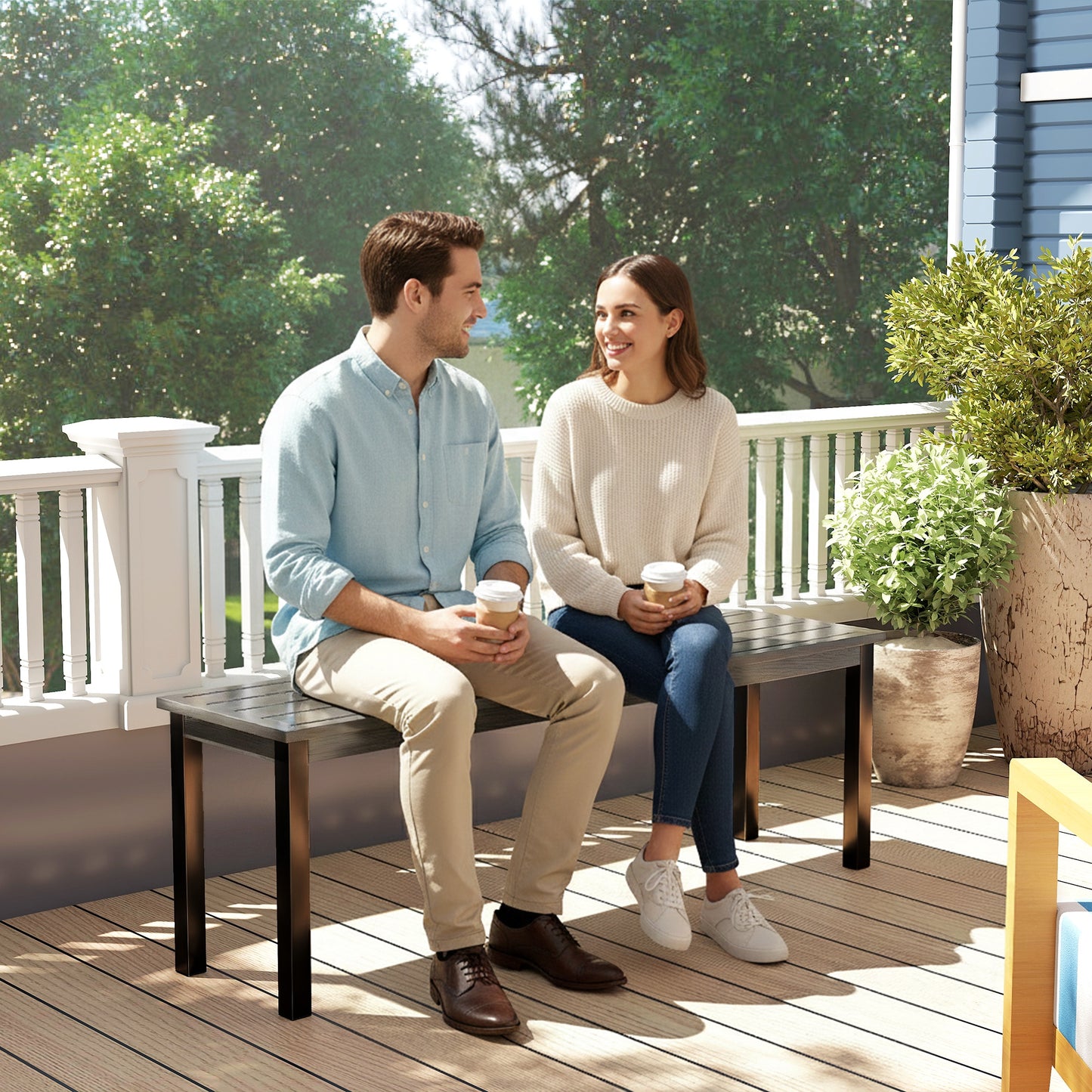 2 Seater Garden Bench, Outdoor Bench Loveseat