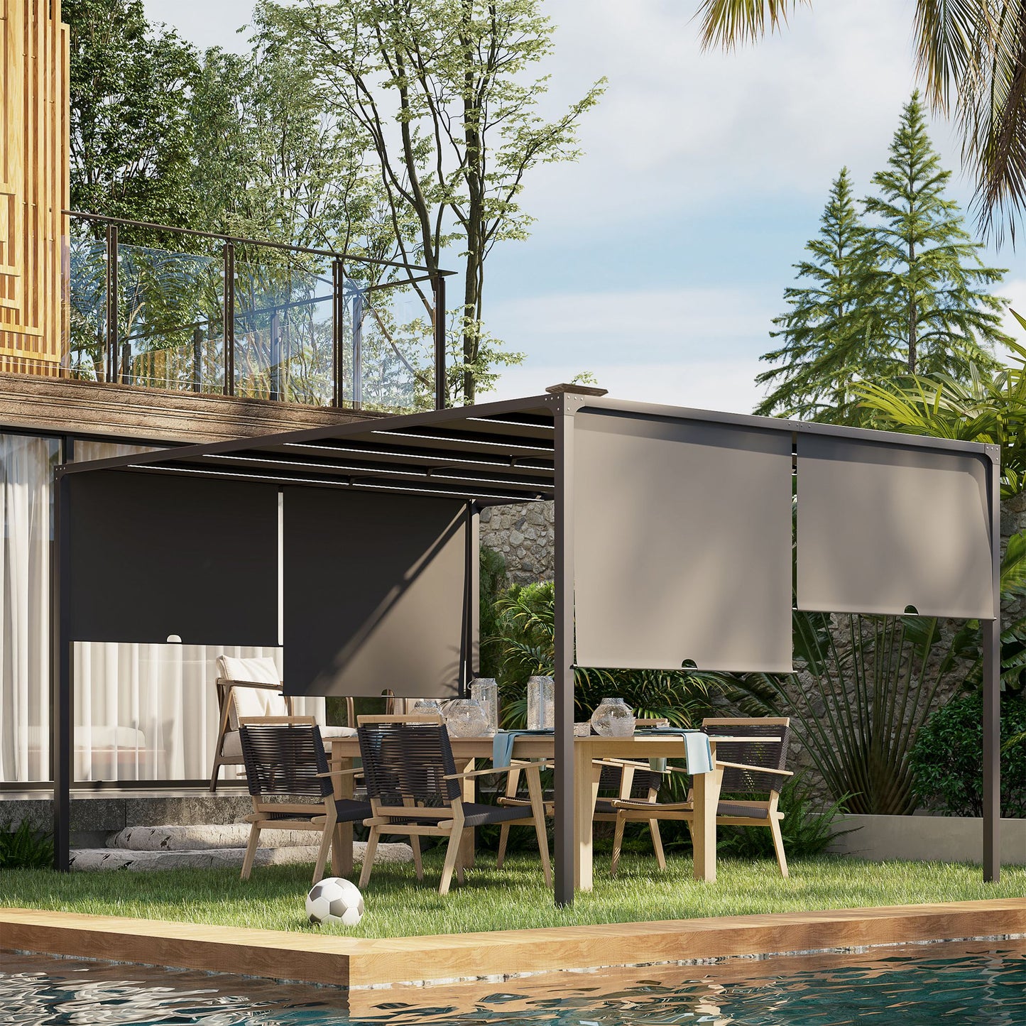 3(m) x 4m Metal Pergola with LED Lights