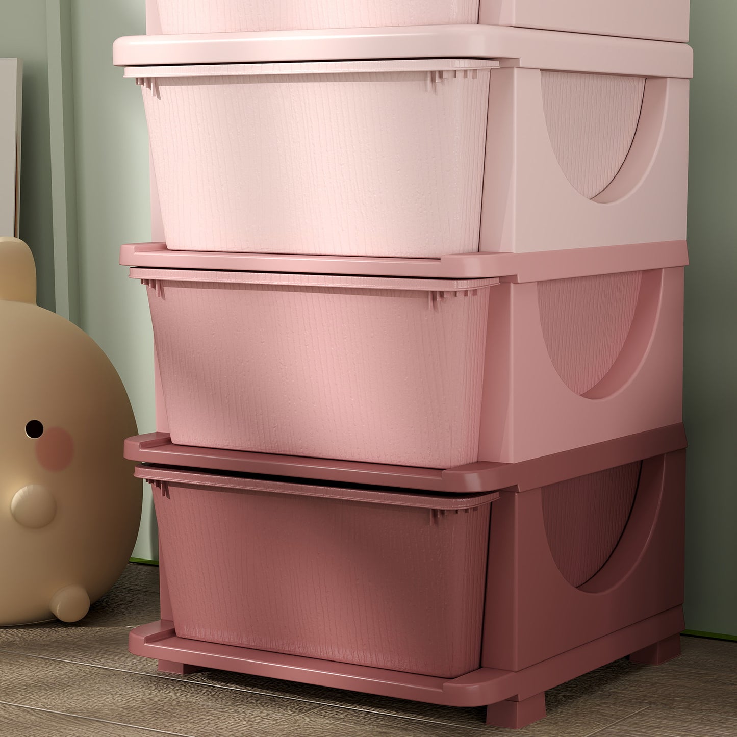 Four-Tier Kids Storage Boxes, with Four Drawers