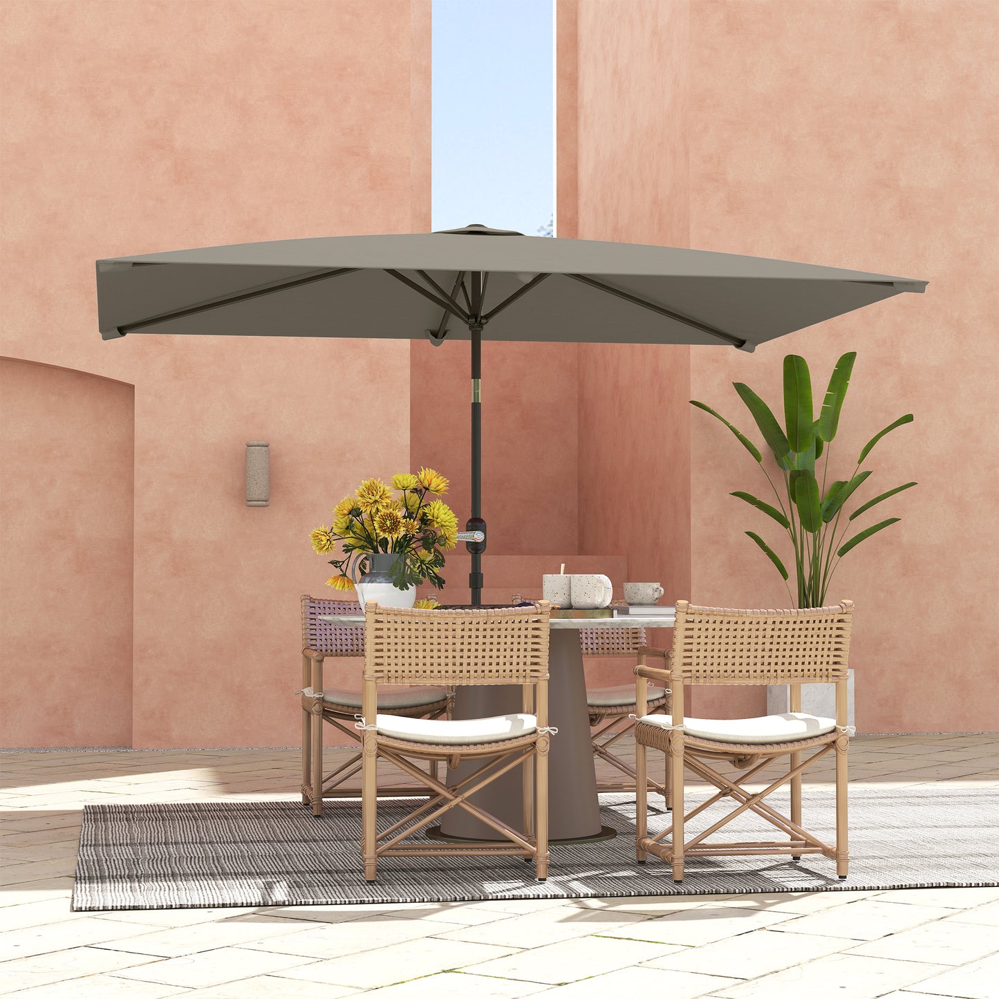 3x2m Garden Parasol Umbrella with Aluminium Pole, Tilt and Crank