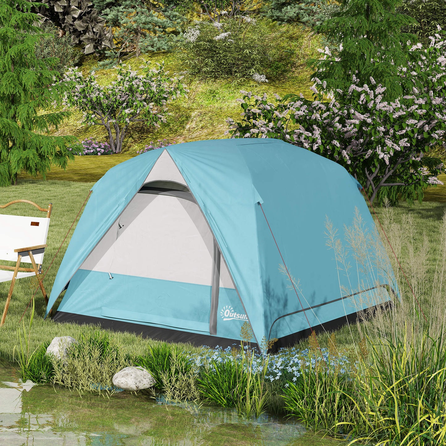 3-4 Person Camping Tent, Easy Set Up Waterproof Dome Tent (2)