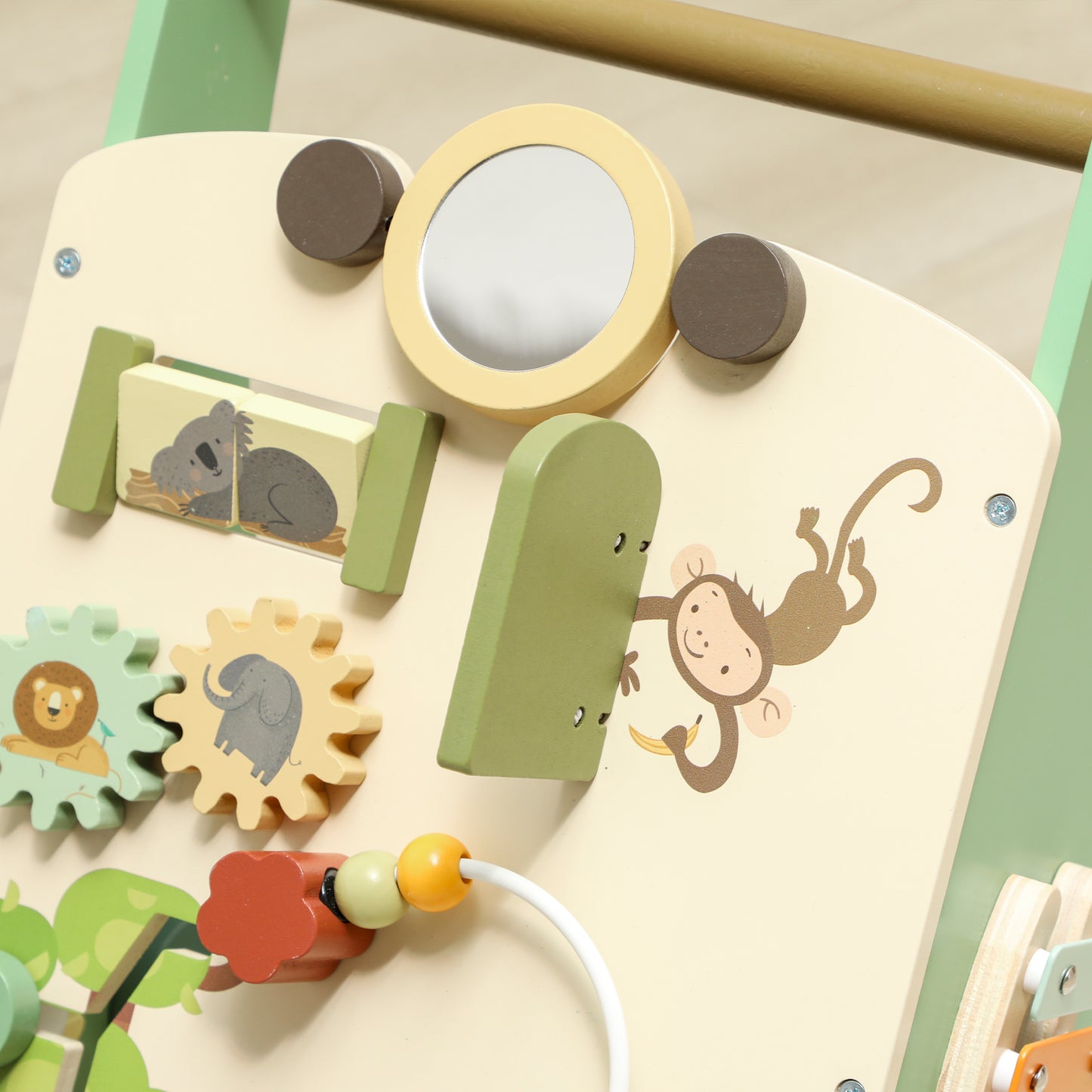 Wooden Baby Walker, Push Along Walker Toys with Speed Control