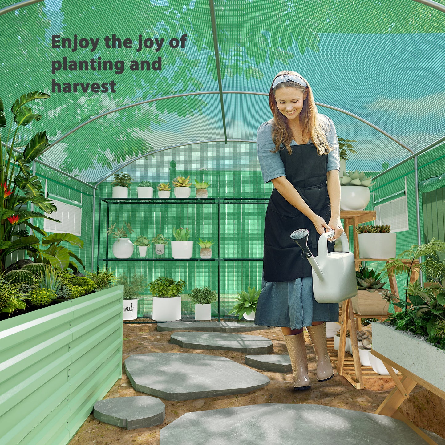 13 x 9.8ft Walk-In Polytunnel Greenhouse