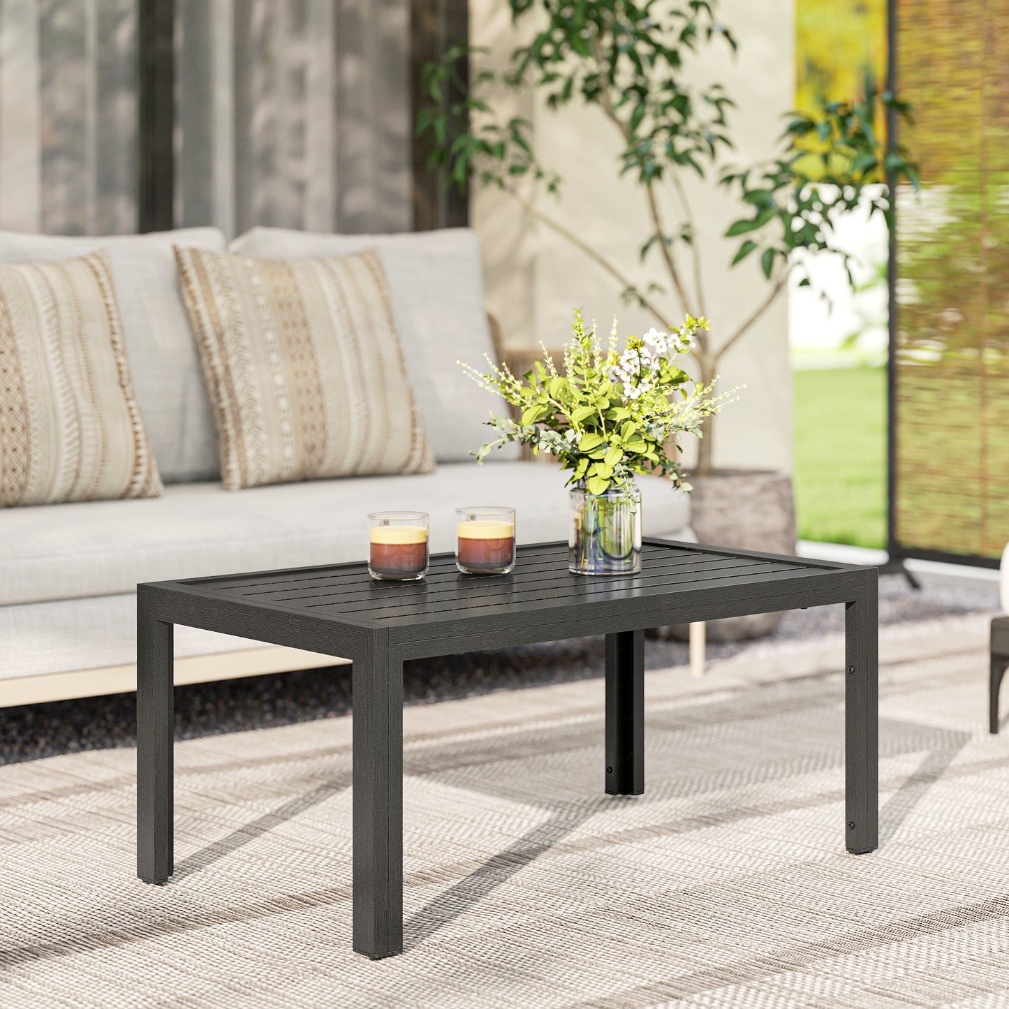 Outdoor Side Table, Rectangular Patio Coffee Side Table