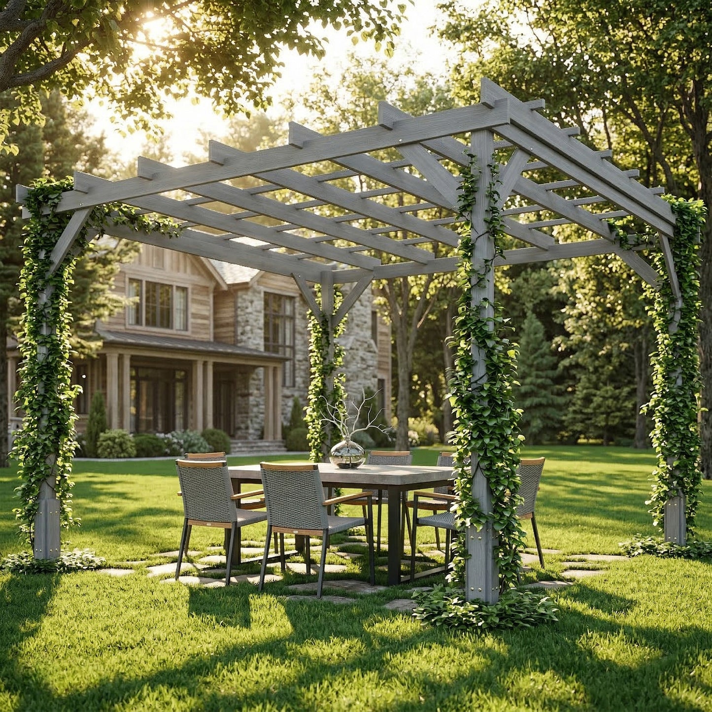 3 x 3 m Wooden Pergola Kit (1)