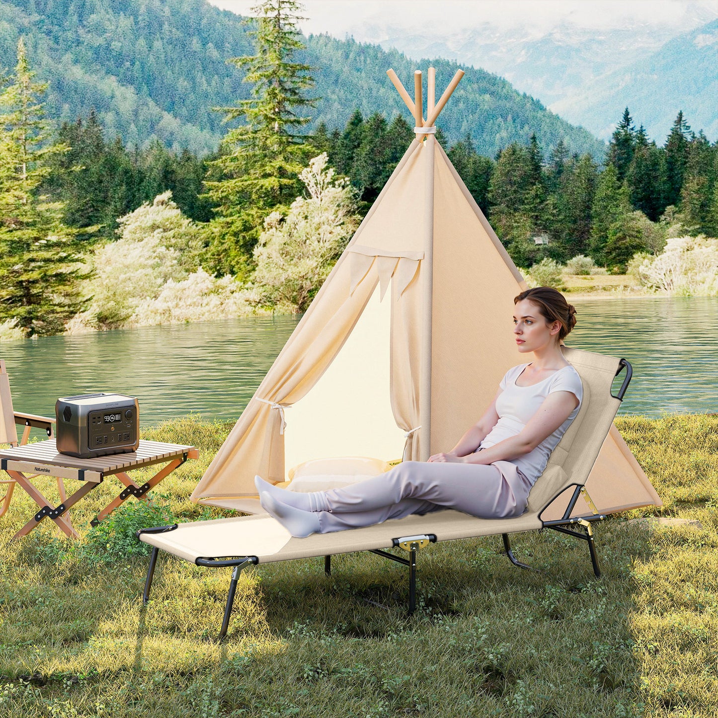 Folding Sun Lounger with Face Hole