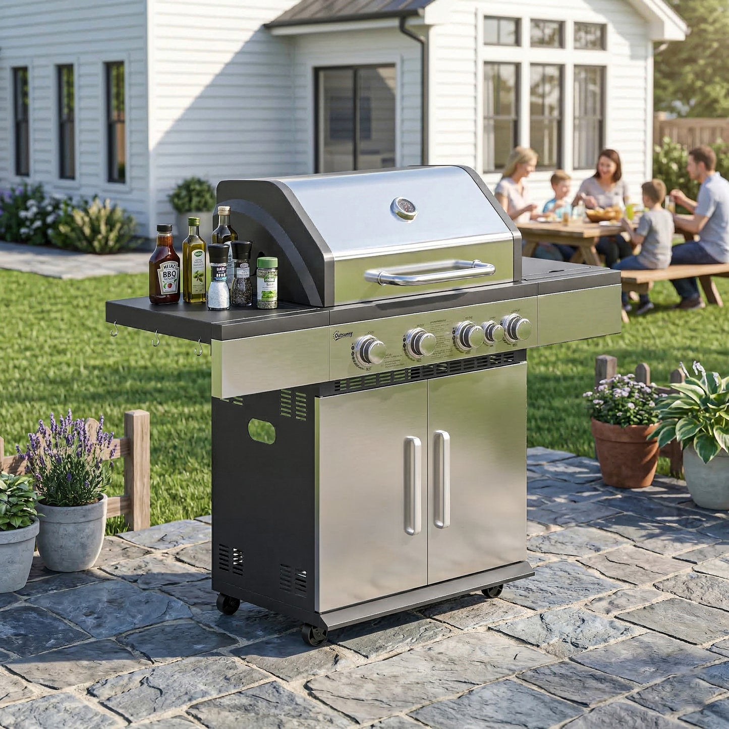 4+1 Burner Gas BBQ Grill, Portable Gas Barbecue Grill (1)