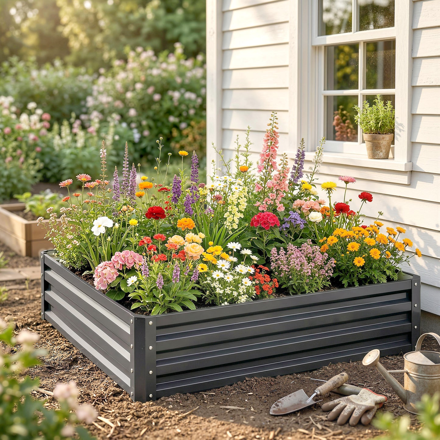 432L Square Raised Garden Bed Box Steel Frame for Vegetables