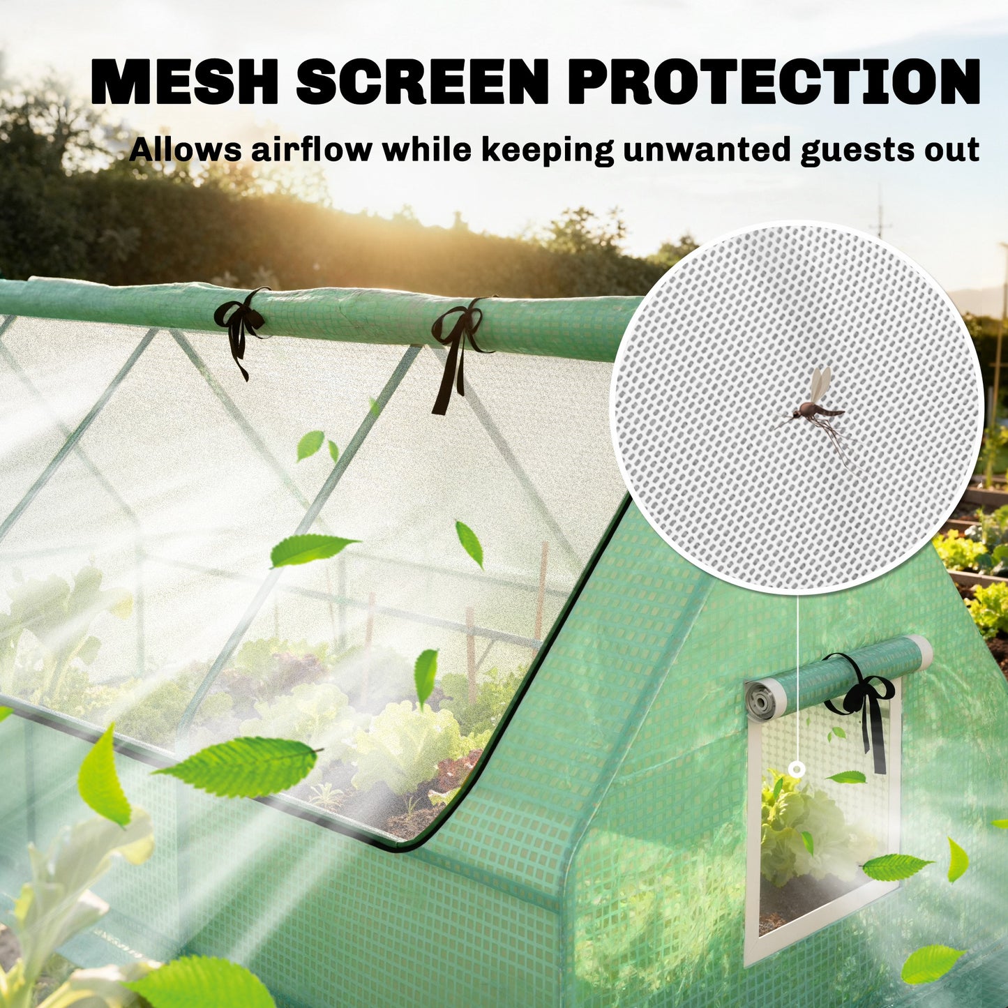 Portable Small Polytunnel, Mini Greenhouse with Mesh Windows