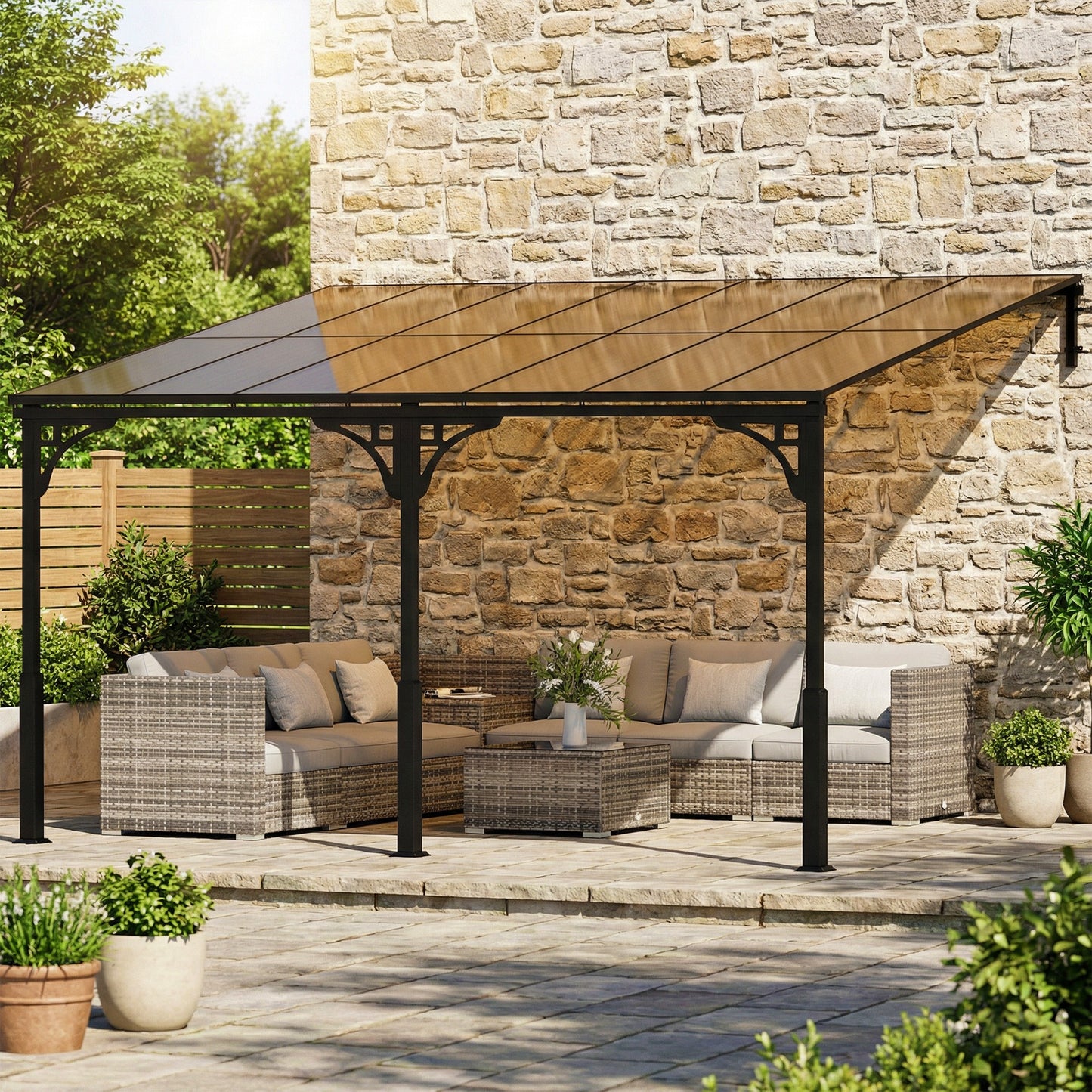 4 x 3 m Metal Lean-to Pergola