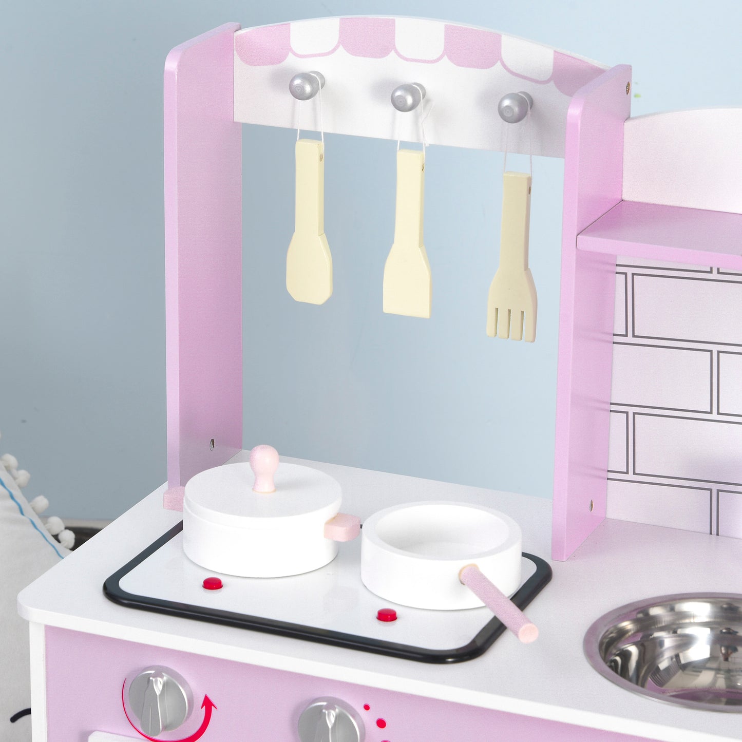 Kids Pretend Kitchen Playset w/ Cooking Toy Accessories