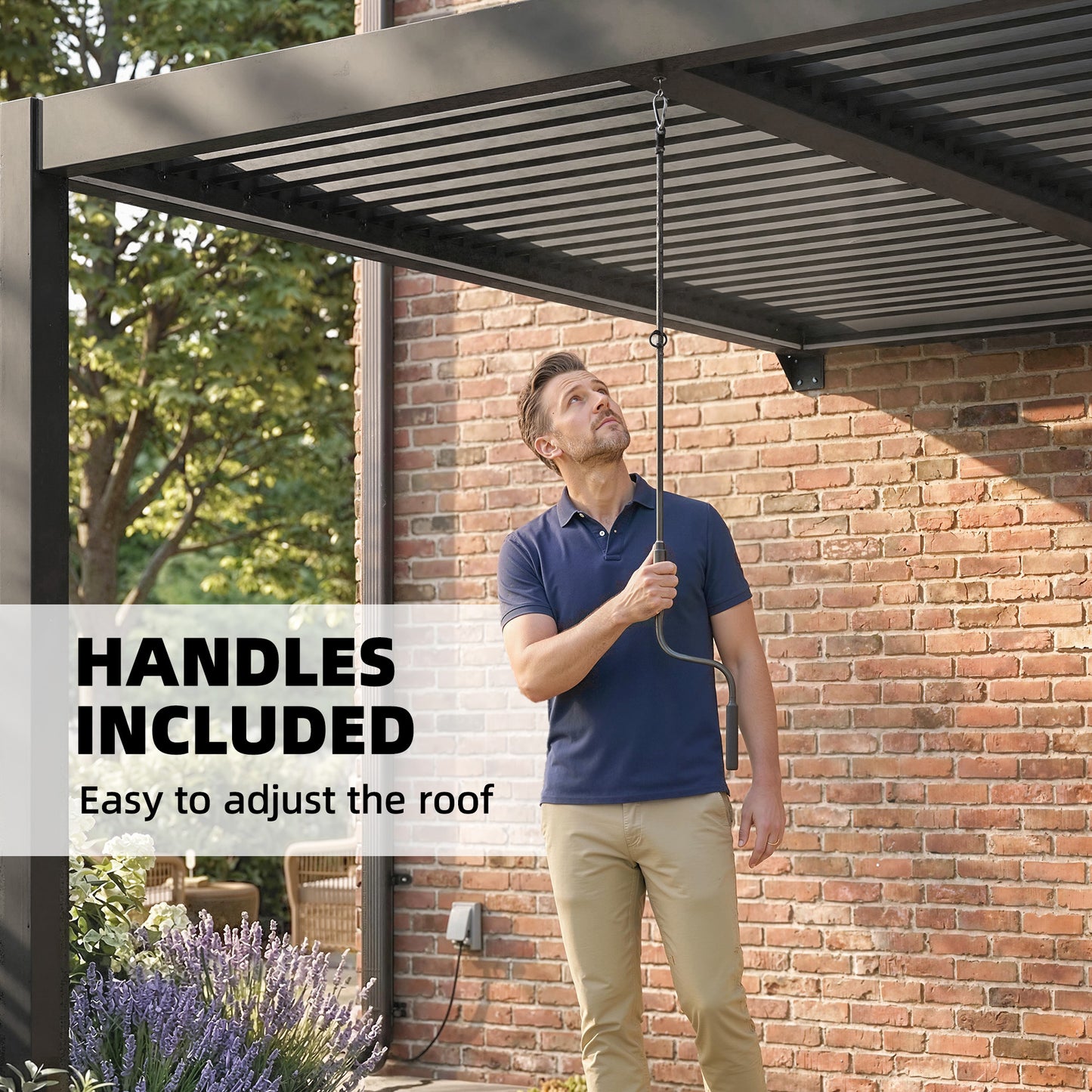 3 x 3 m Louvered Pergola with LED Lights, Metal Louvres (1)